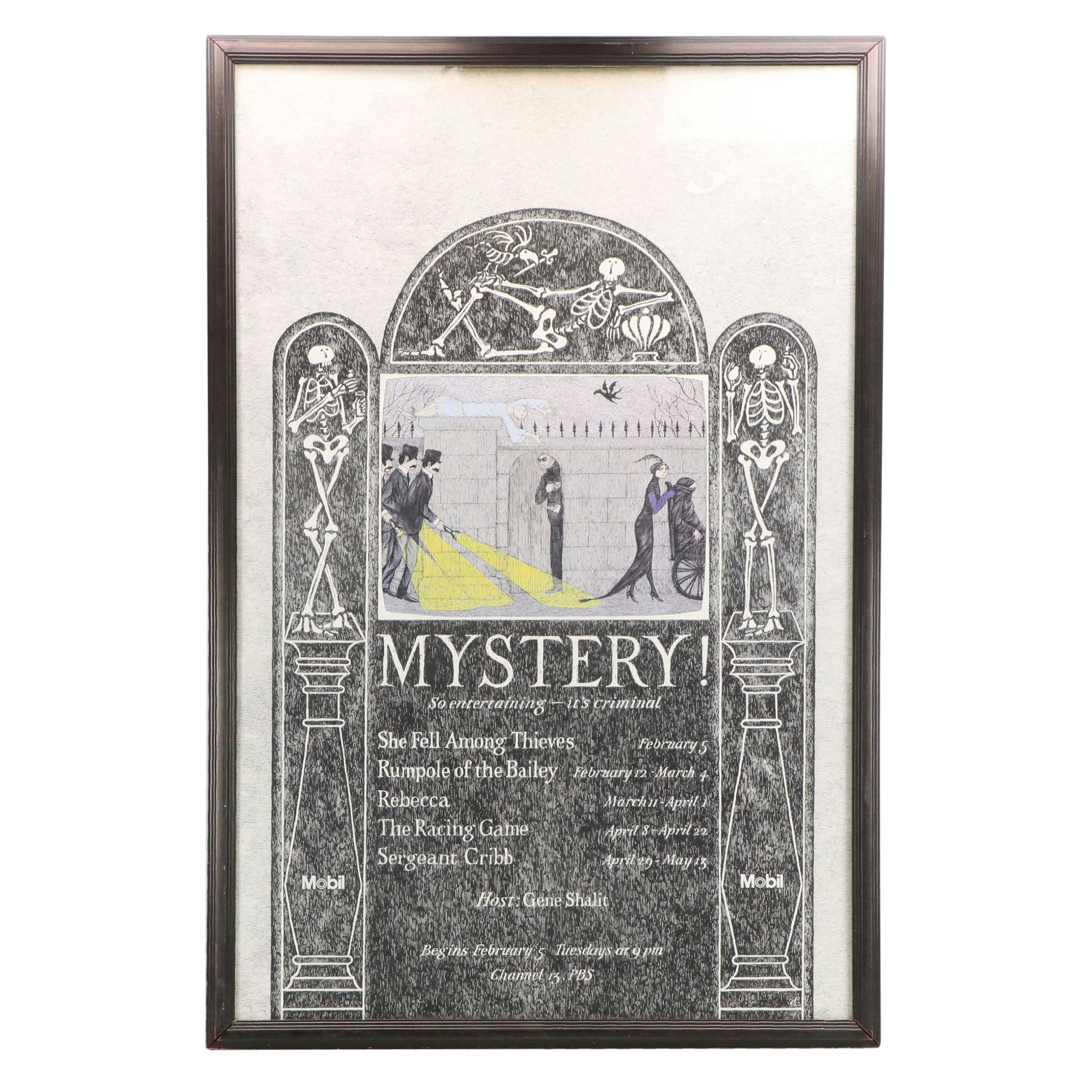 Edward Gorey Lithograph Poster "Mystery!" PBS, 1980