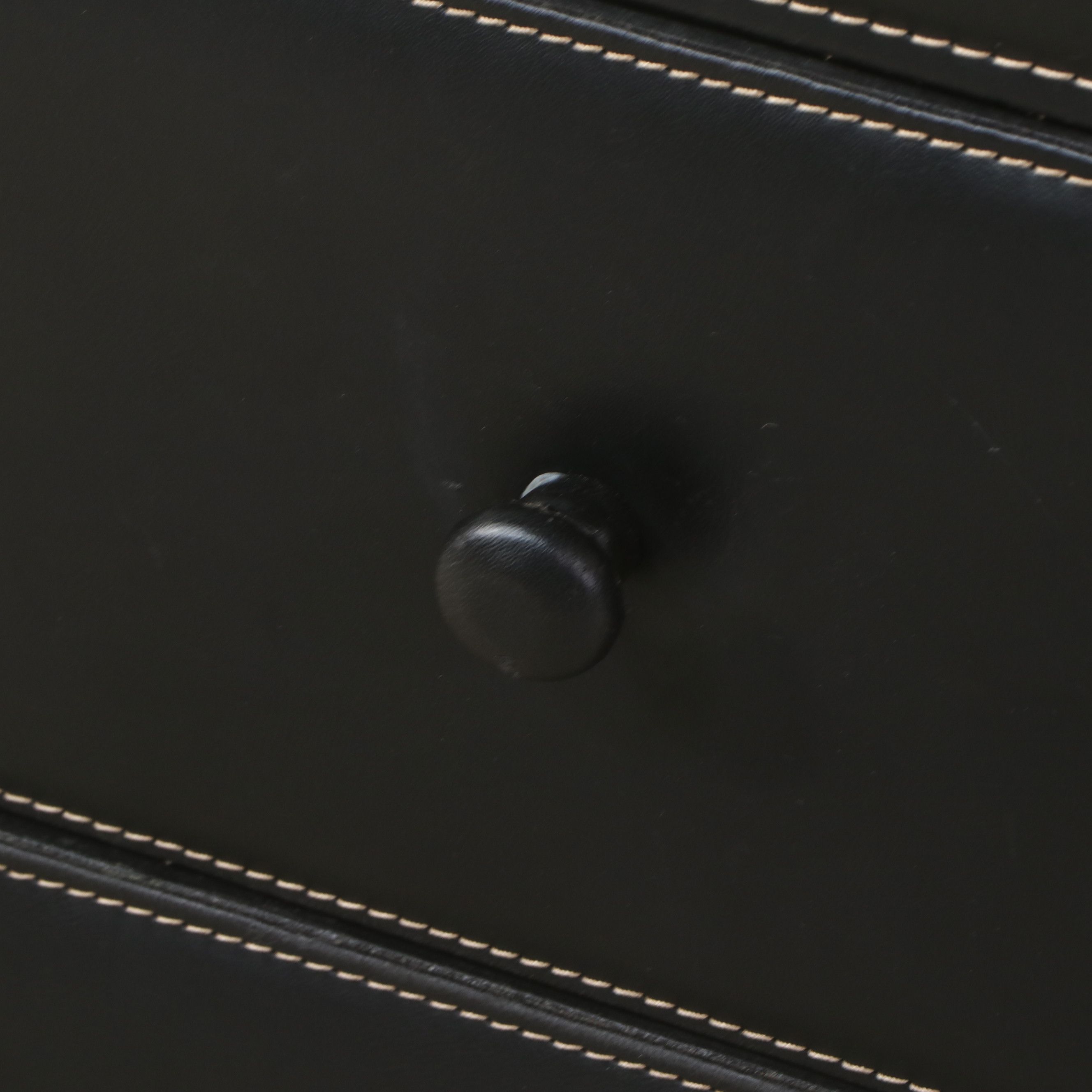 Contemporary Contrast-Stitched Black Leather Four-Drawer Commode