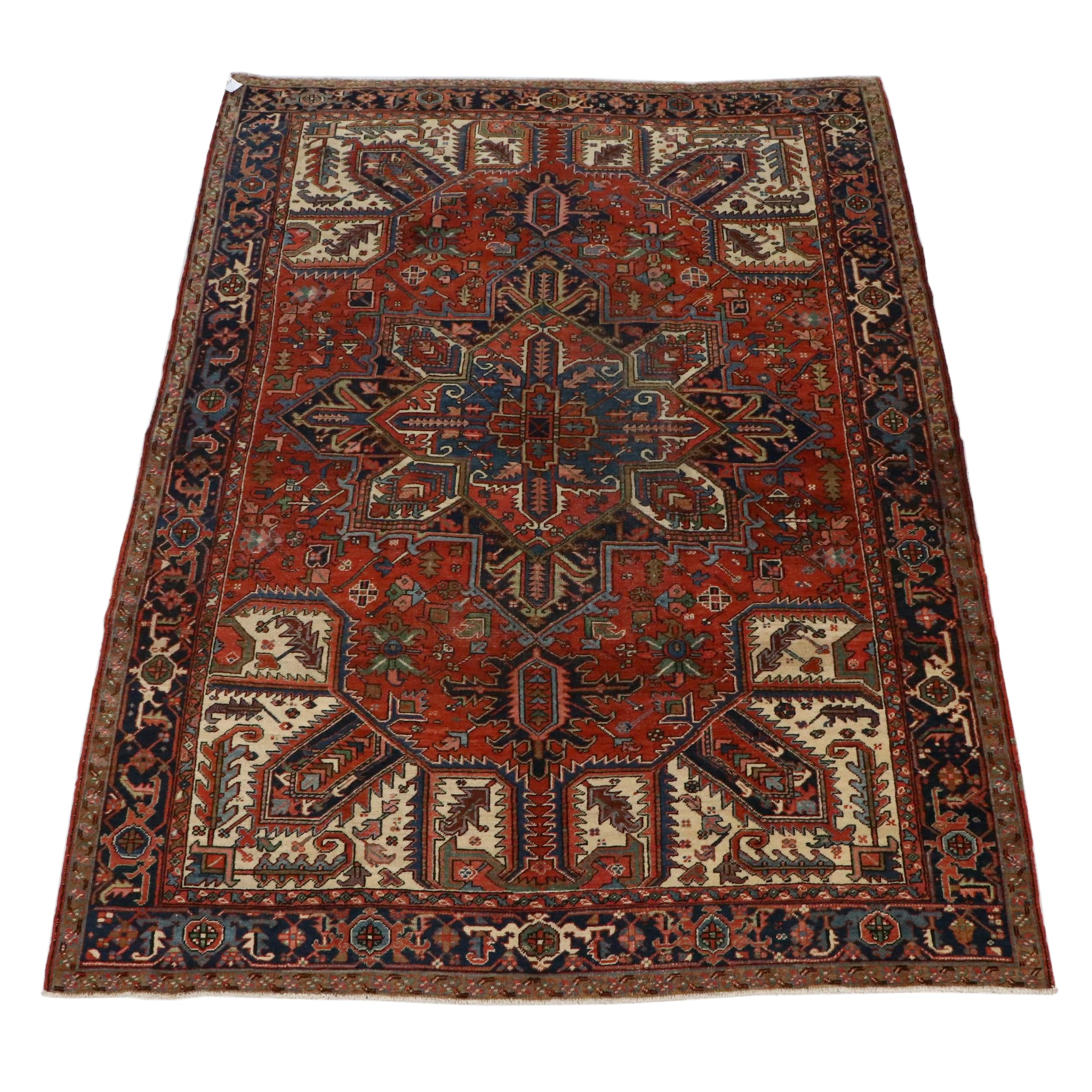 8'7 x 11'4 Hand-Knotted Persian Heriz Area Rug