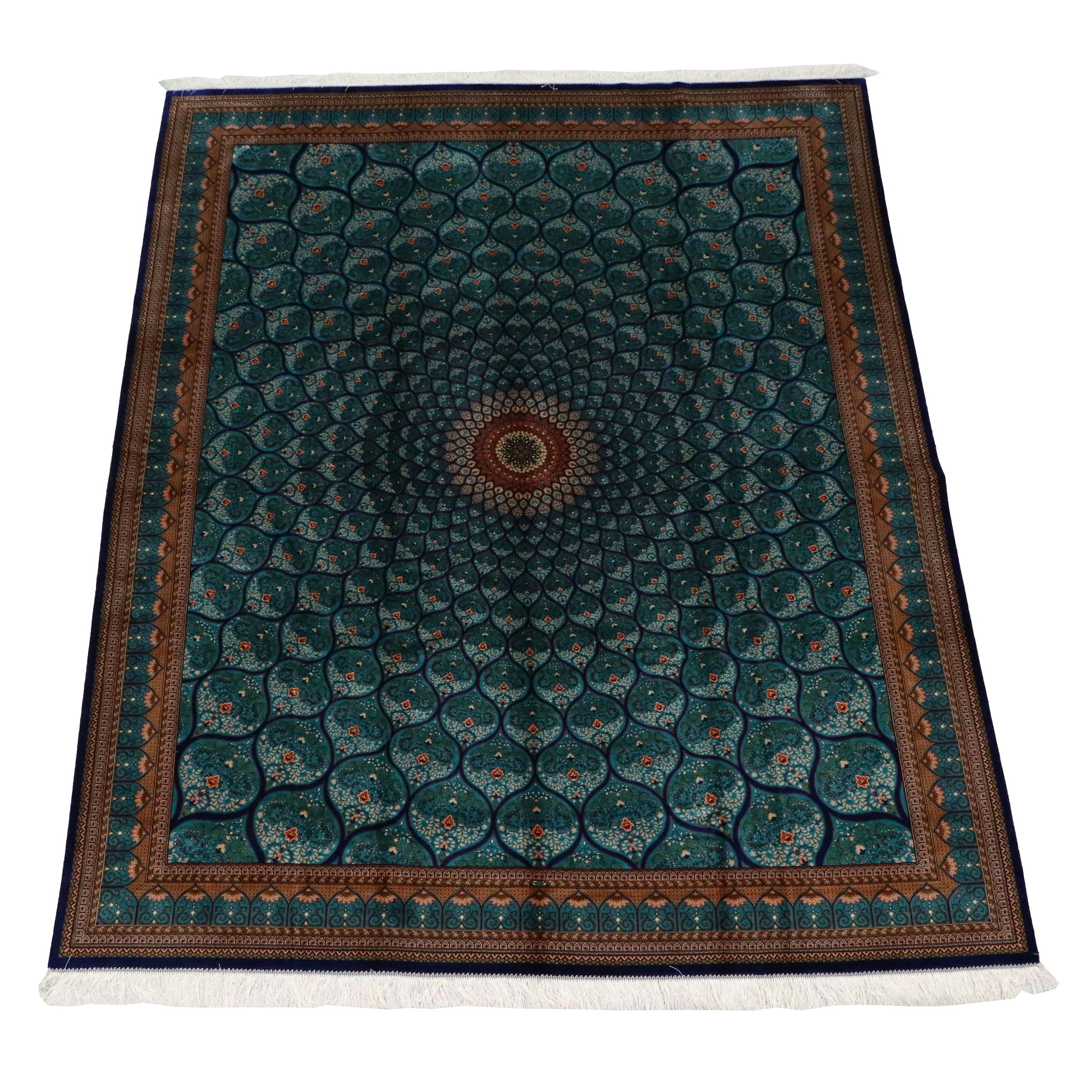 7'8 x 10'3 Hand-Knotted Persian Qom Silk Area Rug