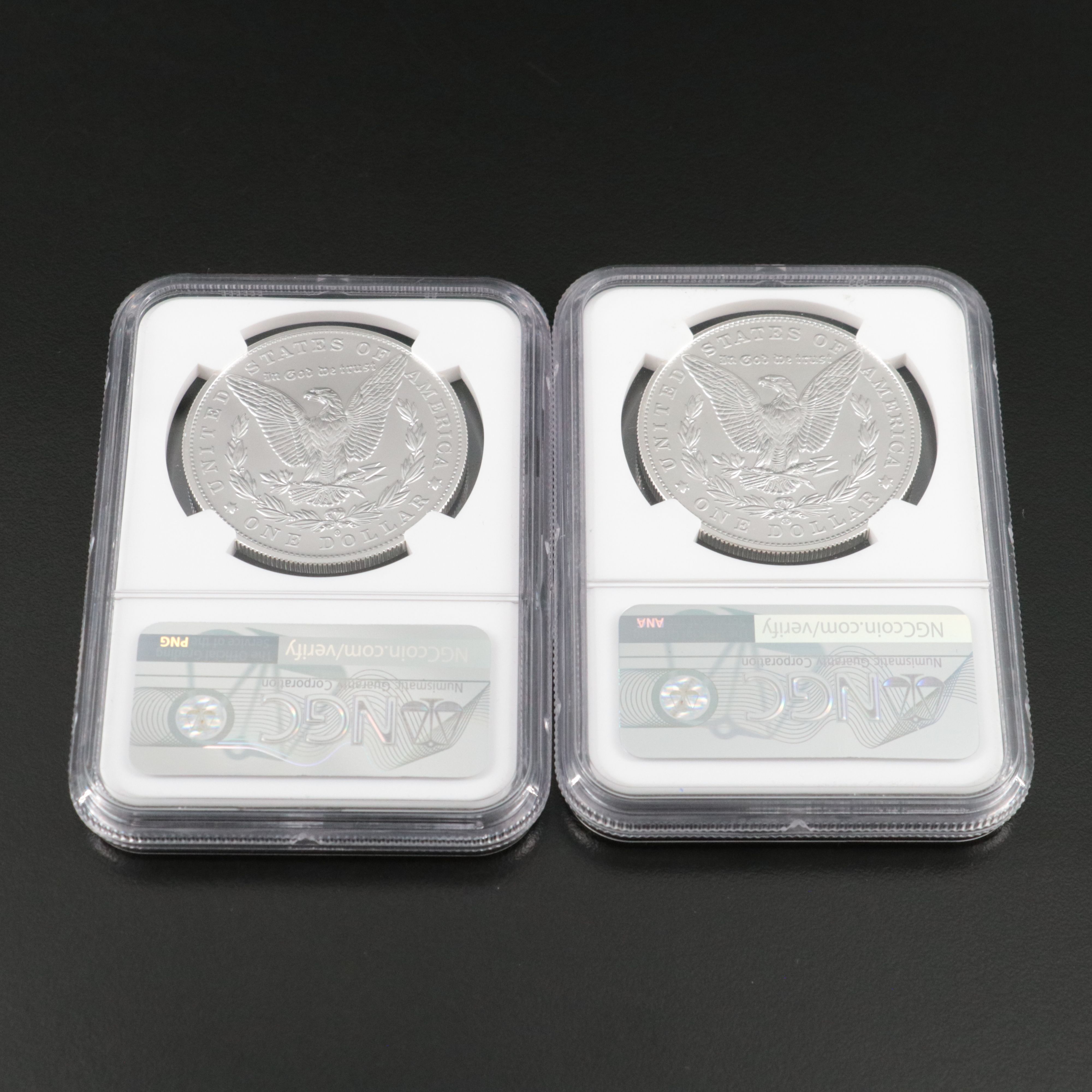 Four NGC MS70 2021 Morgan Silver Dollars, Three Mintmark Varieties, Including CC