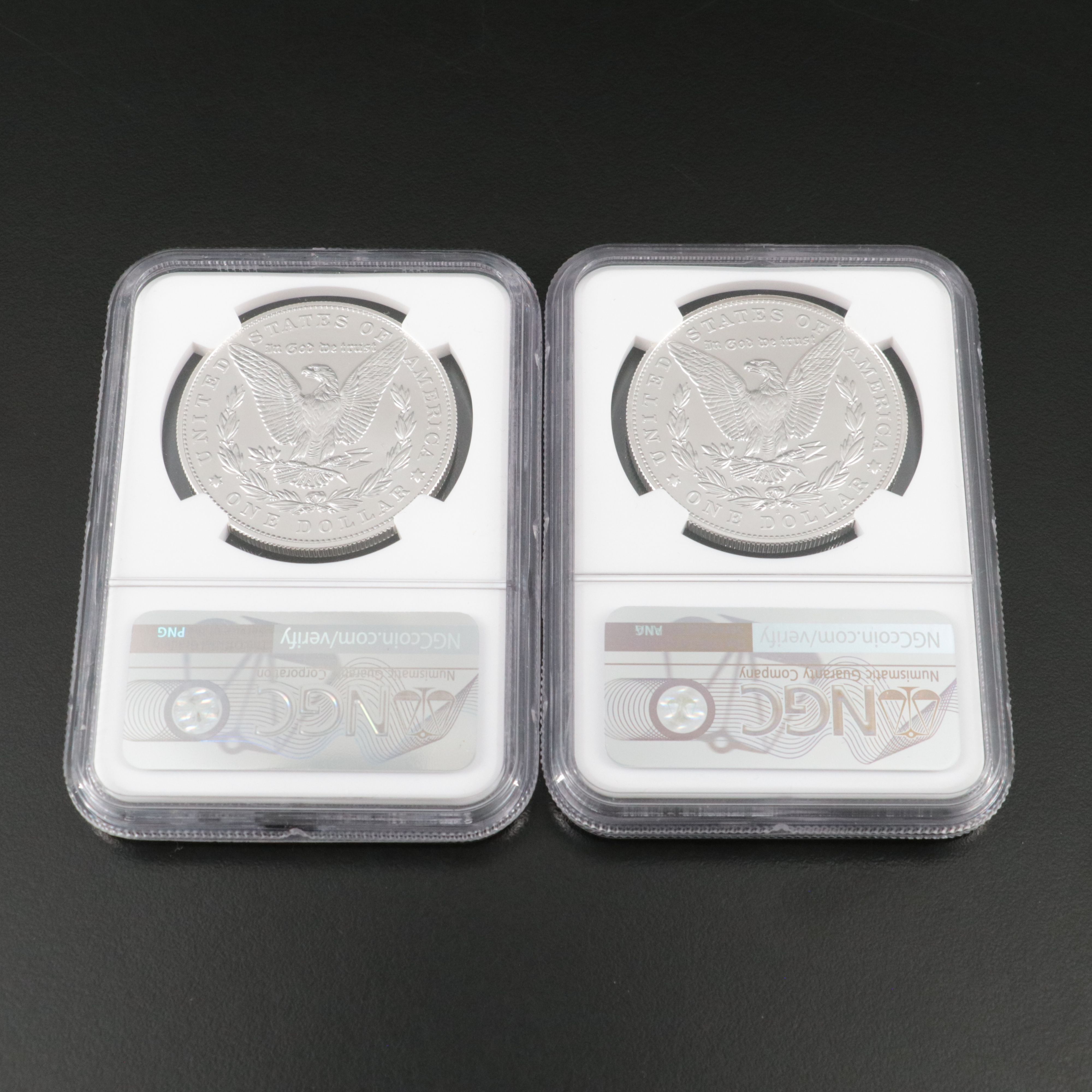 Four NGC MS70 2021 Morgan Silver Dollars, Three Mintmark Varieties, Including CC