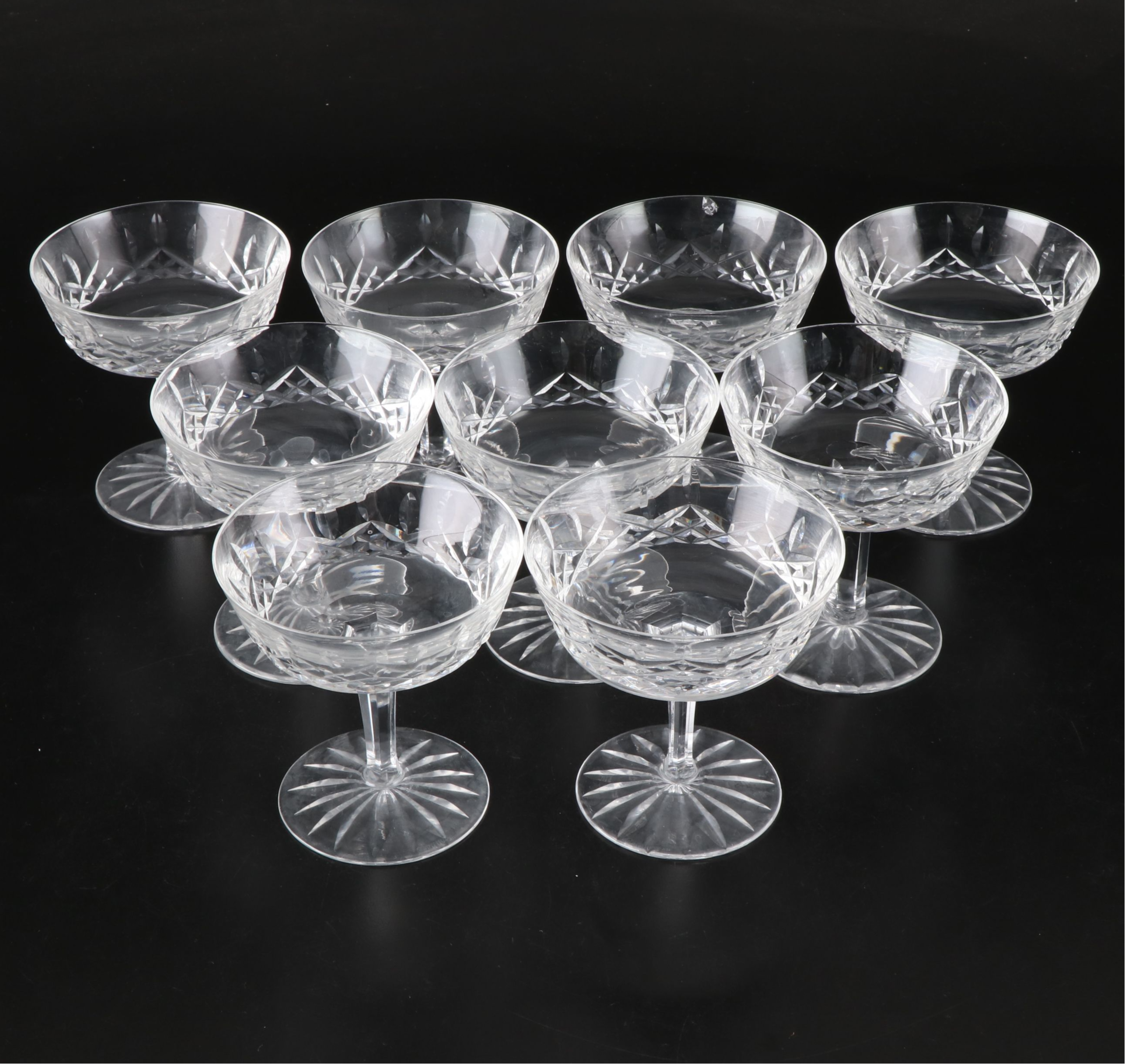 Waterford Crystal "Lismore" Champagne Glasses with Other Crystal Stemware