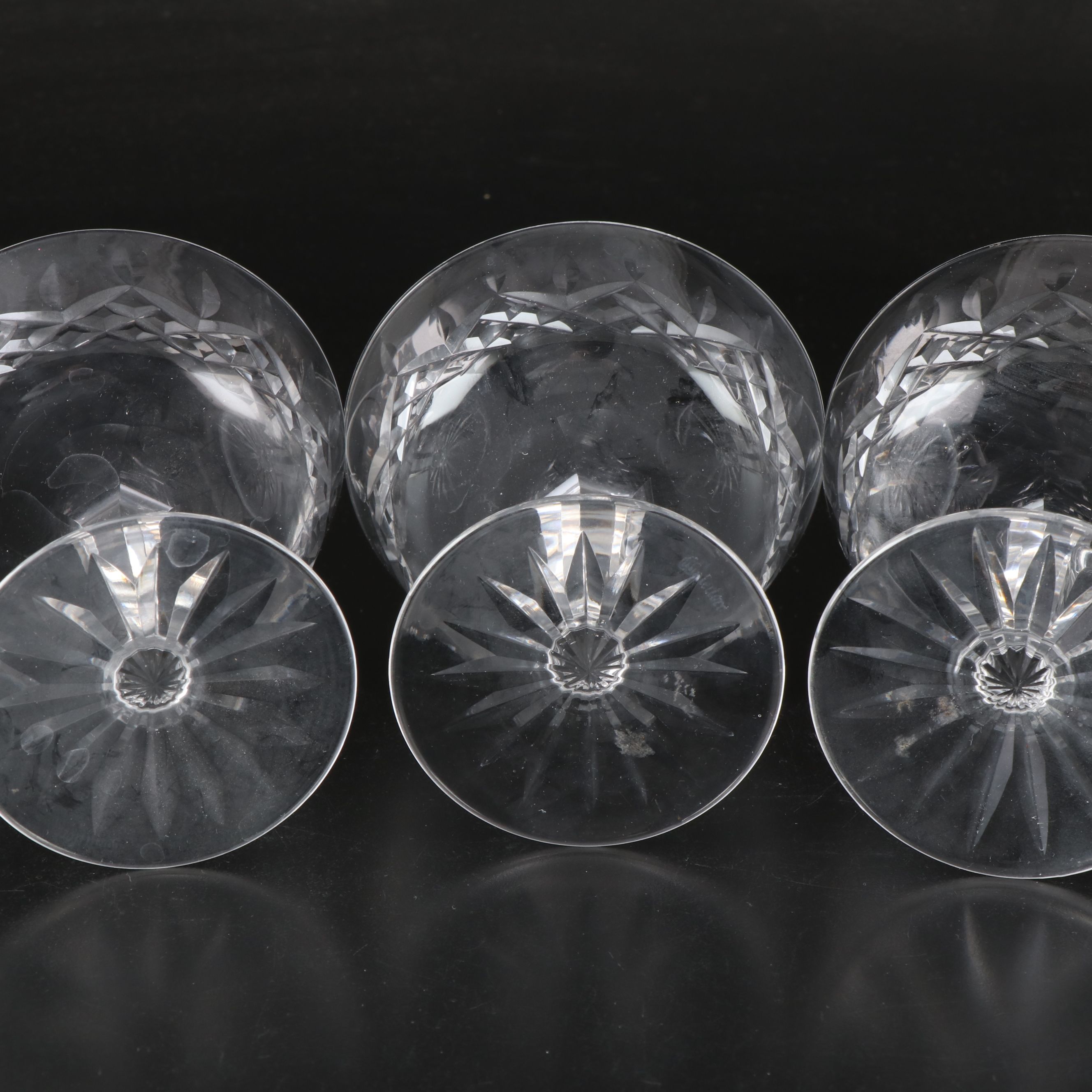 Waterford Crystal "Lismore" Champagne Glasses with Other Crystal Stemware