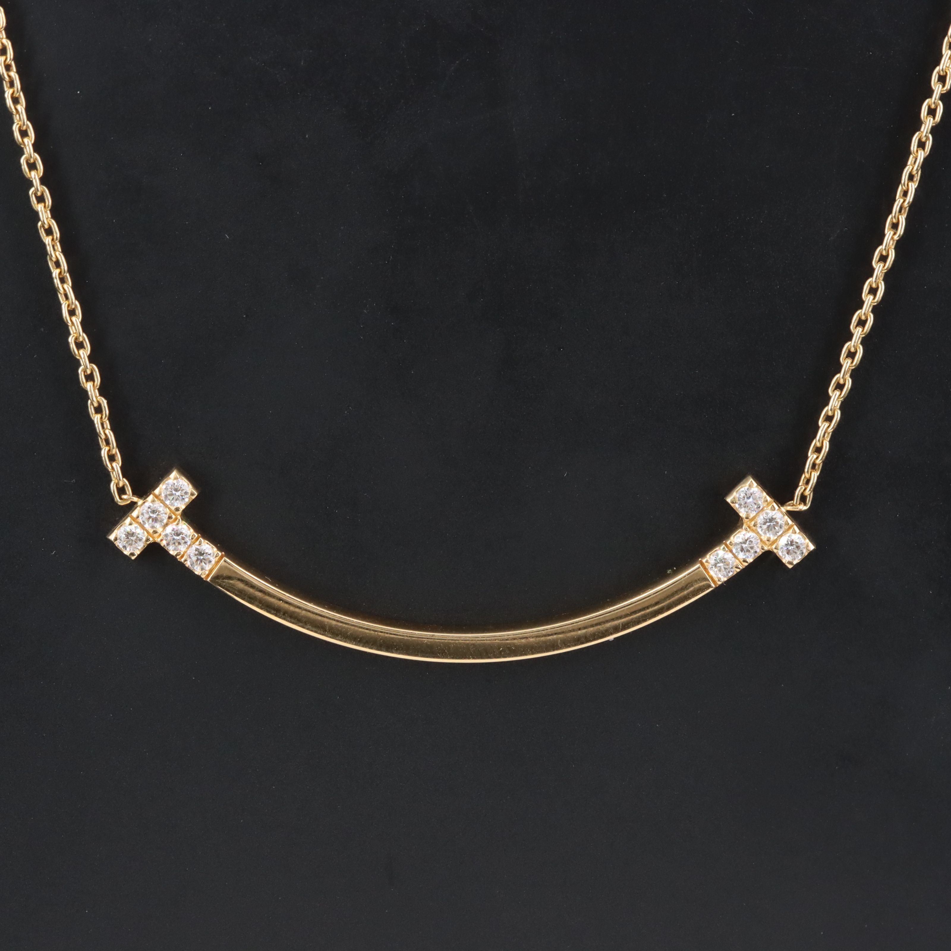 Tiffany & Co.  Medium "T" Smile 18K Diamond Necklace