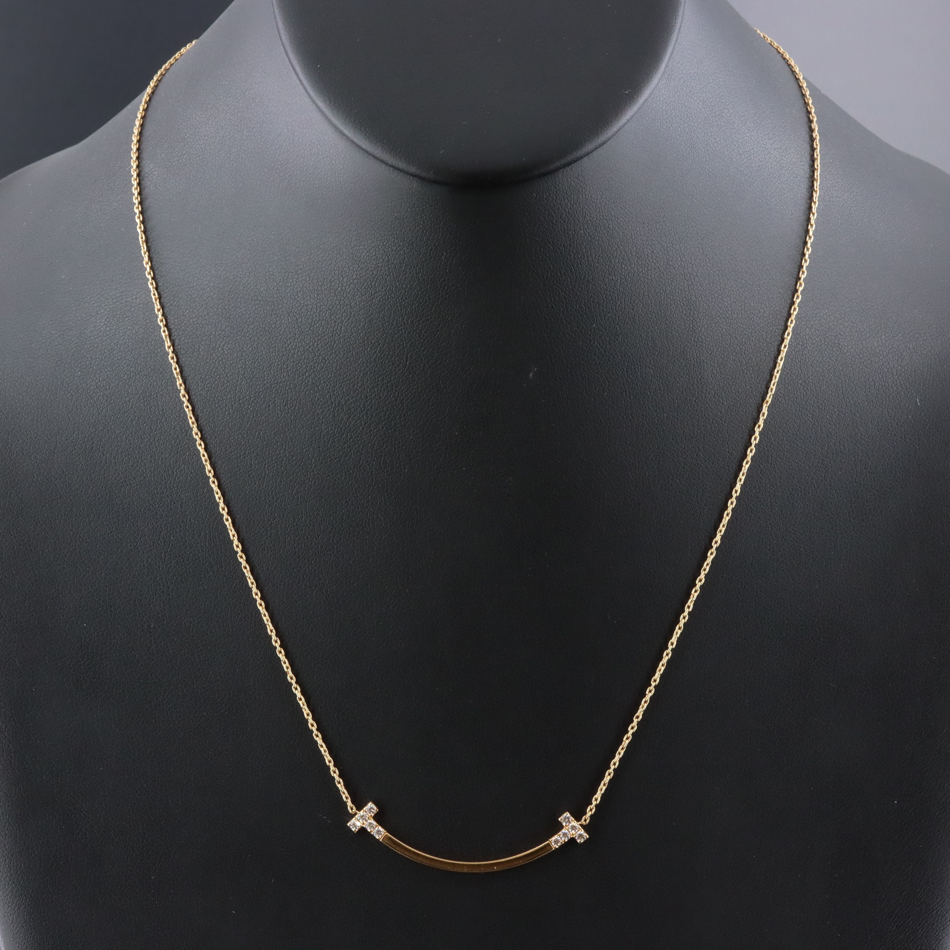 Tiffany & Co.  Medium "T" Smile 18K Diamond Necklace