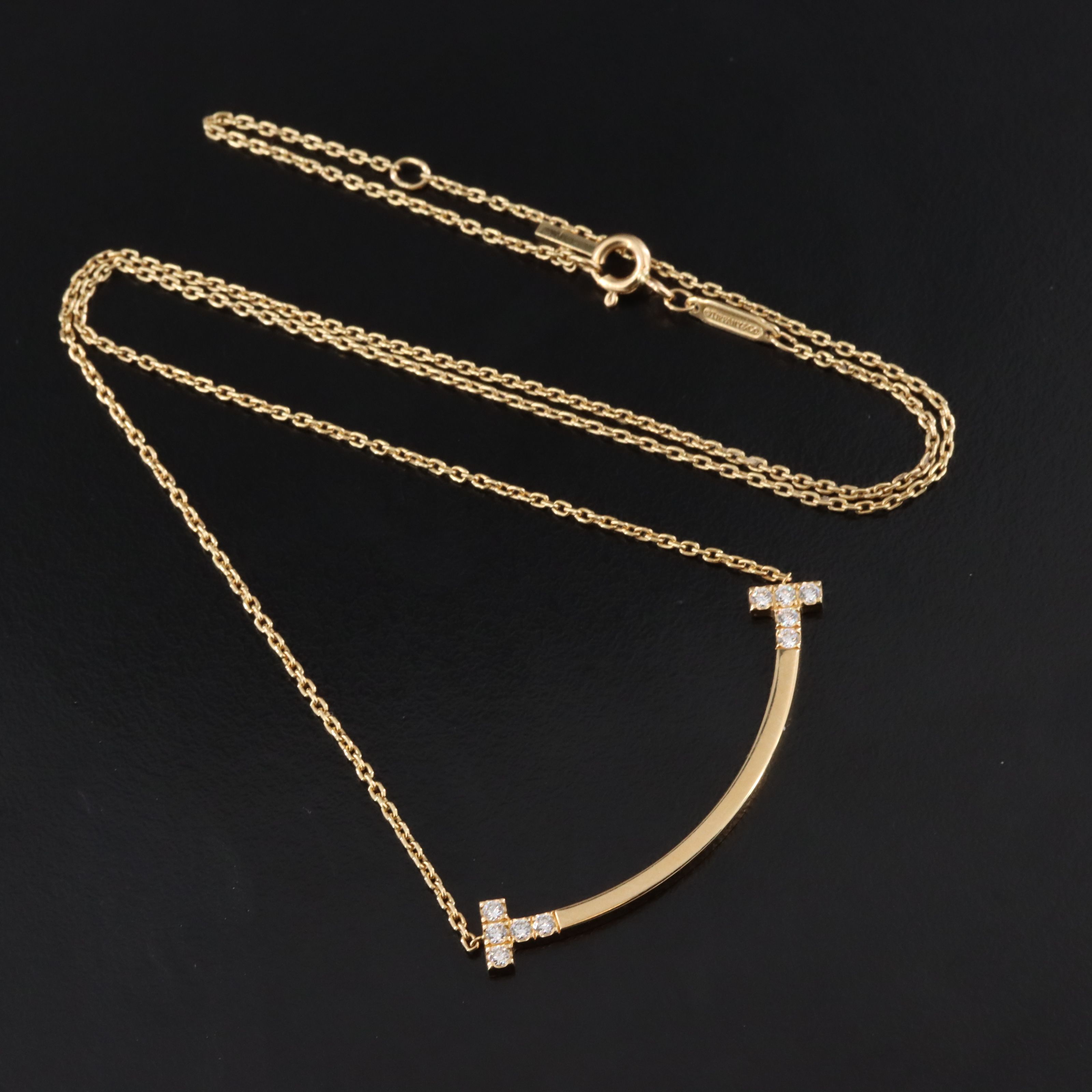 Tiffany & Co.  Medium "T" Smile 18K Diamond Necklace