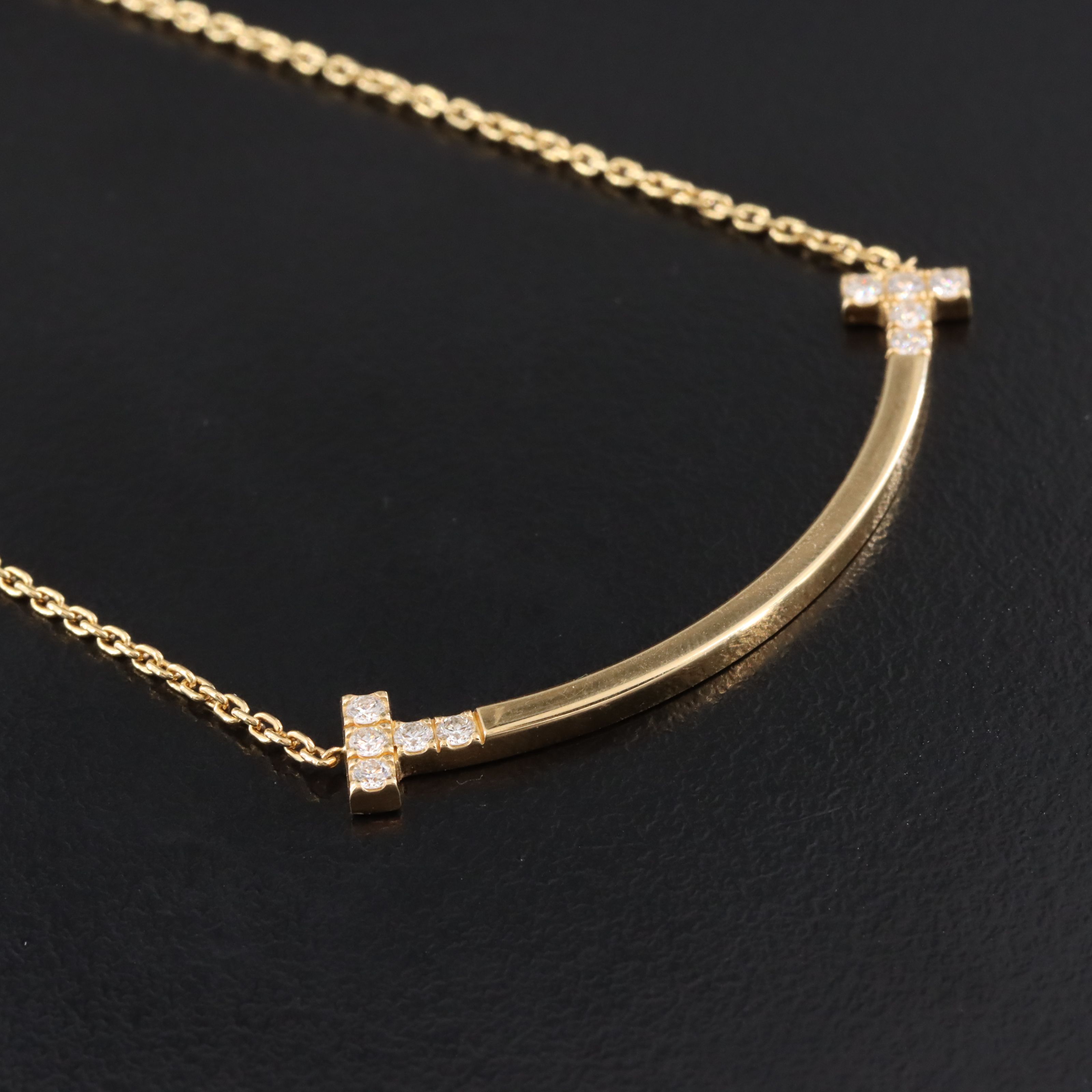 Tiffany & Co.  Medium "T" Smile 18K Diamond Necklace