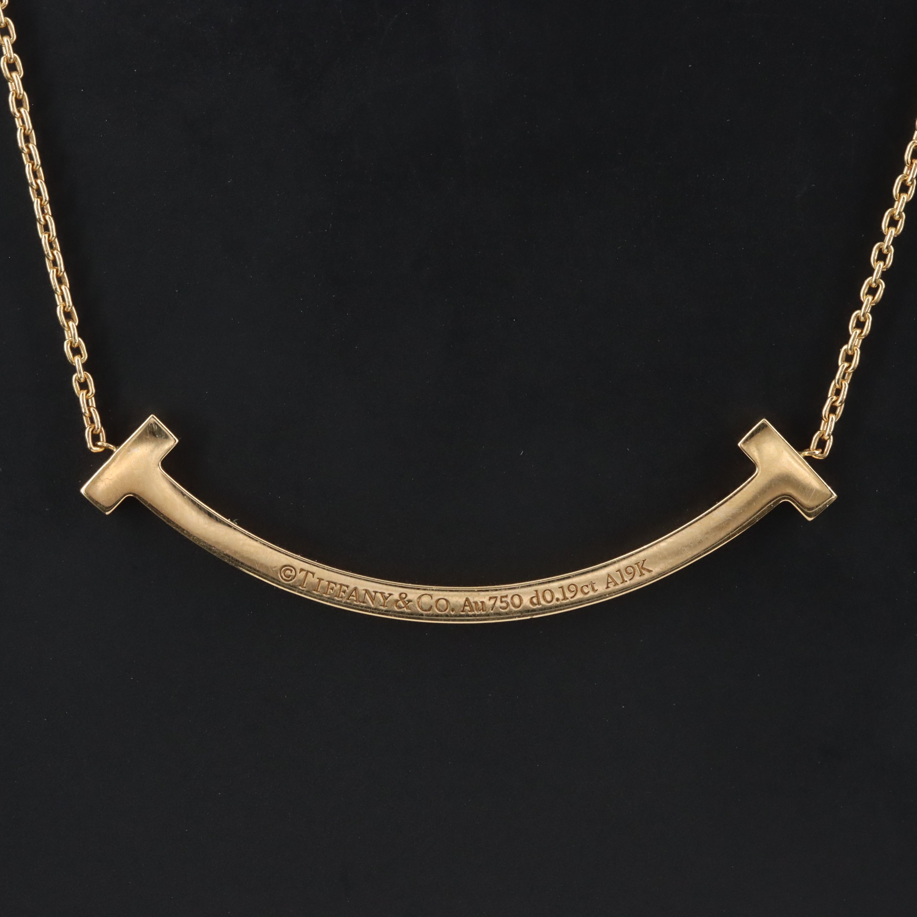 Tiffany & Co.  Medium "T" Smile 18K Diamond Necklace