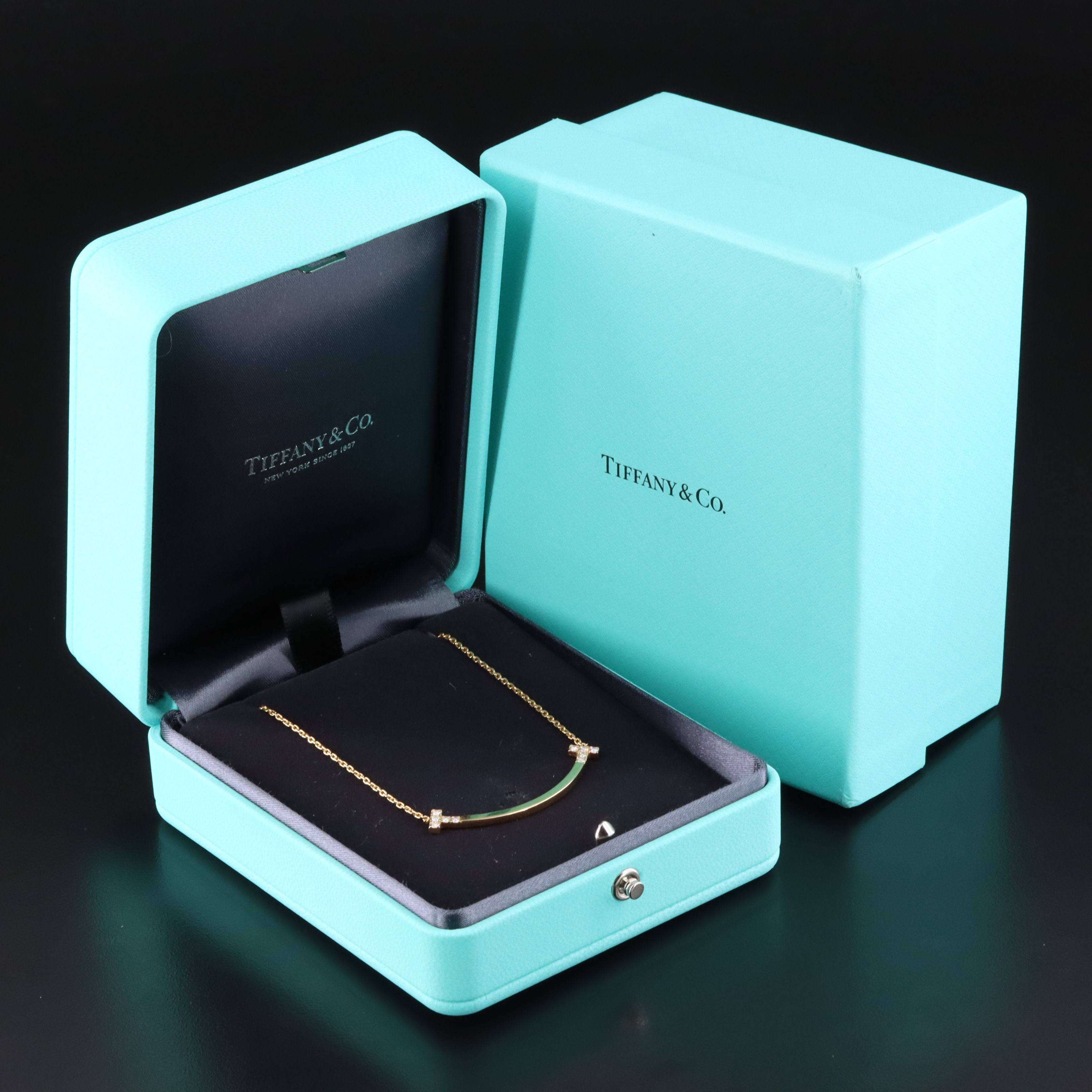 Tiffany & Co.  Medium "T" Smile 18K Diamond Necklace