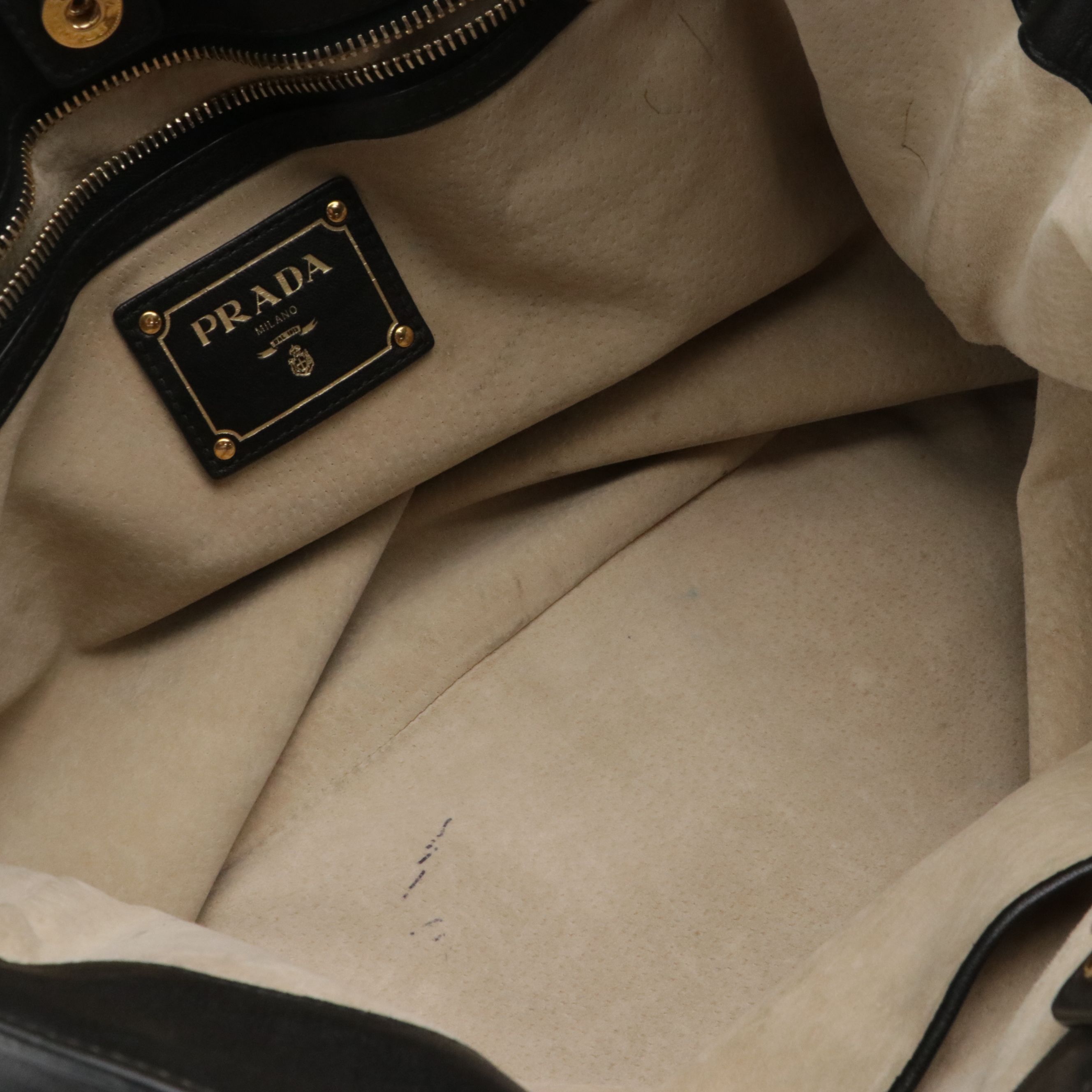 Prada Two-Way Tote Bag in Smooth Black Calfskin Leather