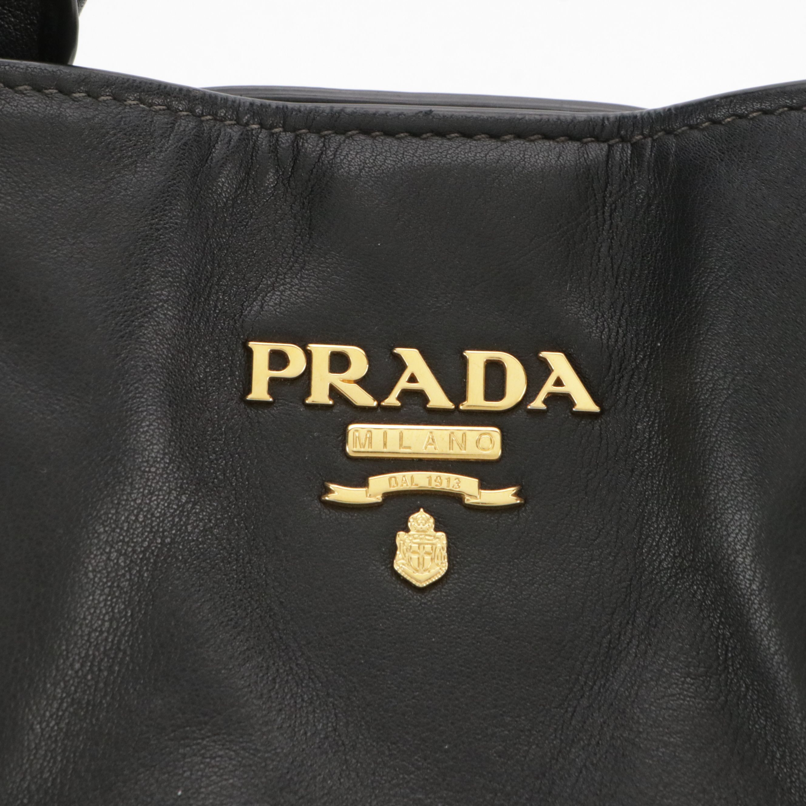 Prada Two-Way Tote Bag in Smooth Black Calfskin Leather
