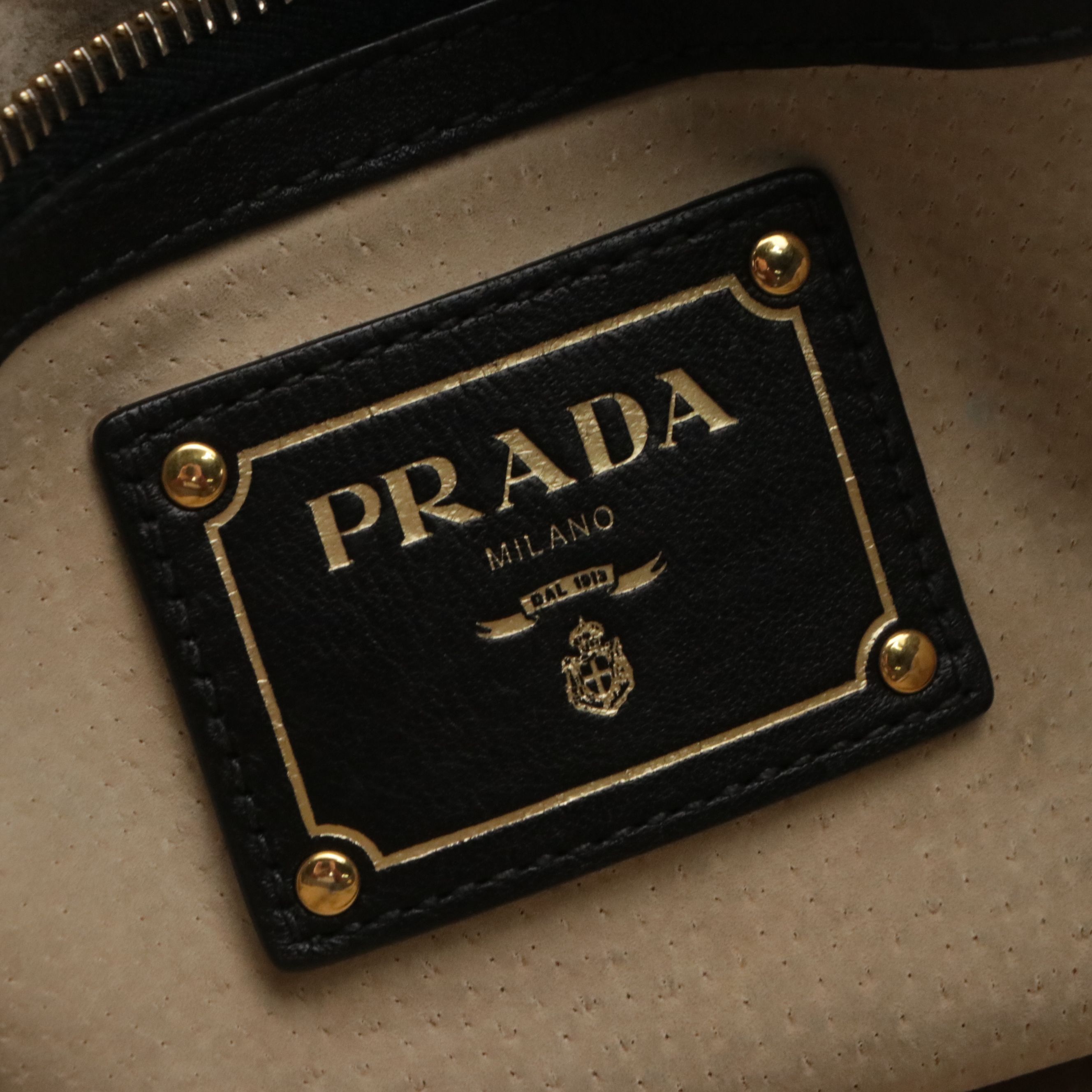 Prada Two-Way Tote Bag in Smooth Black Calfskin Leather