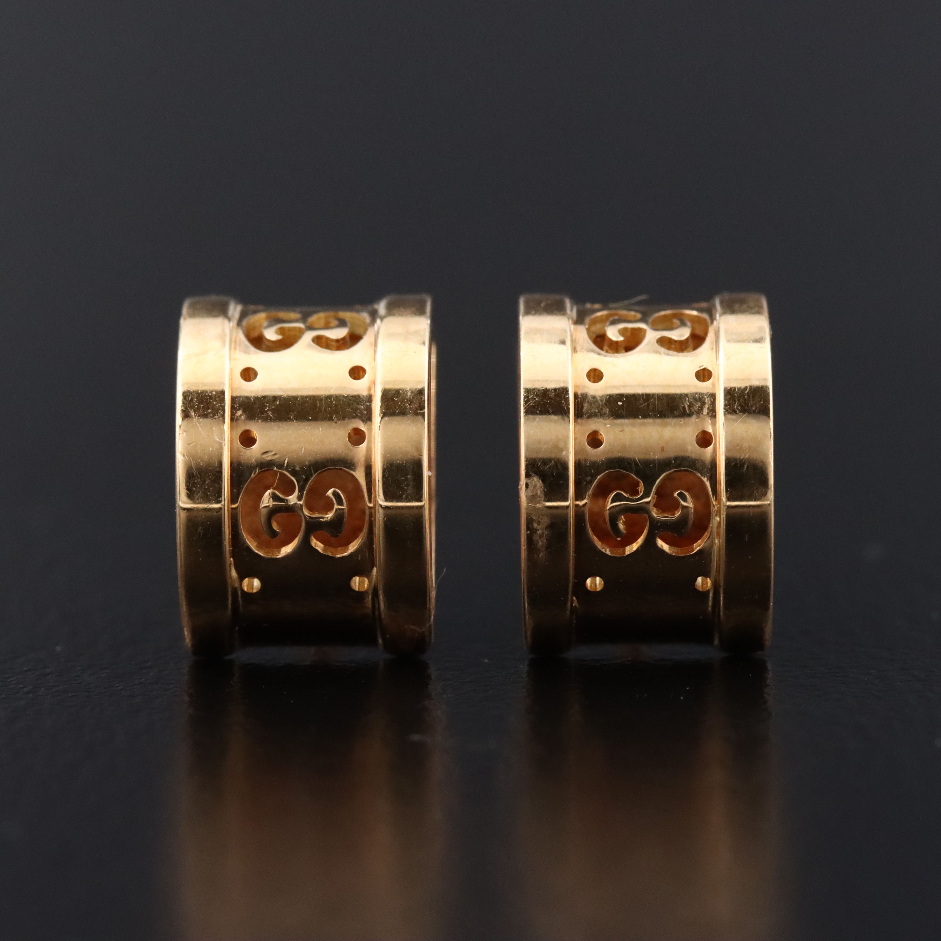 Gucci 18K Cutout Double G Logo Wedge Earrings