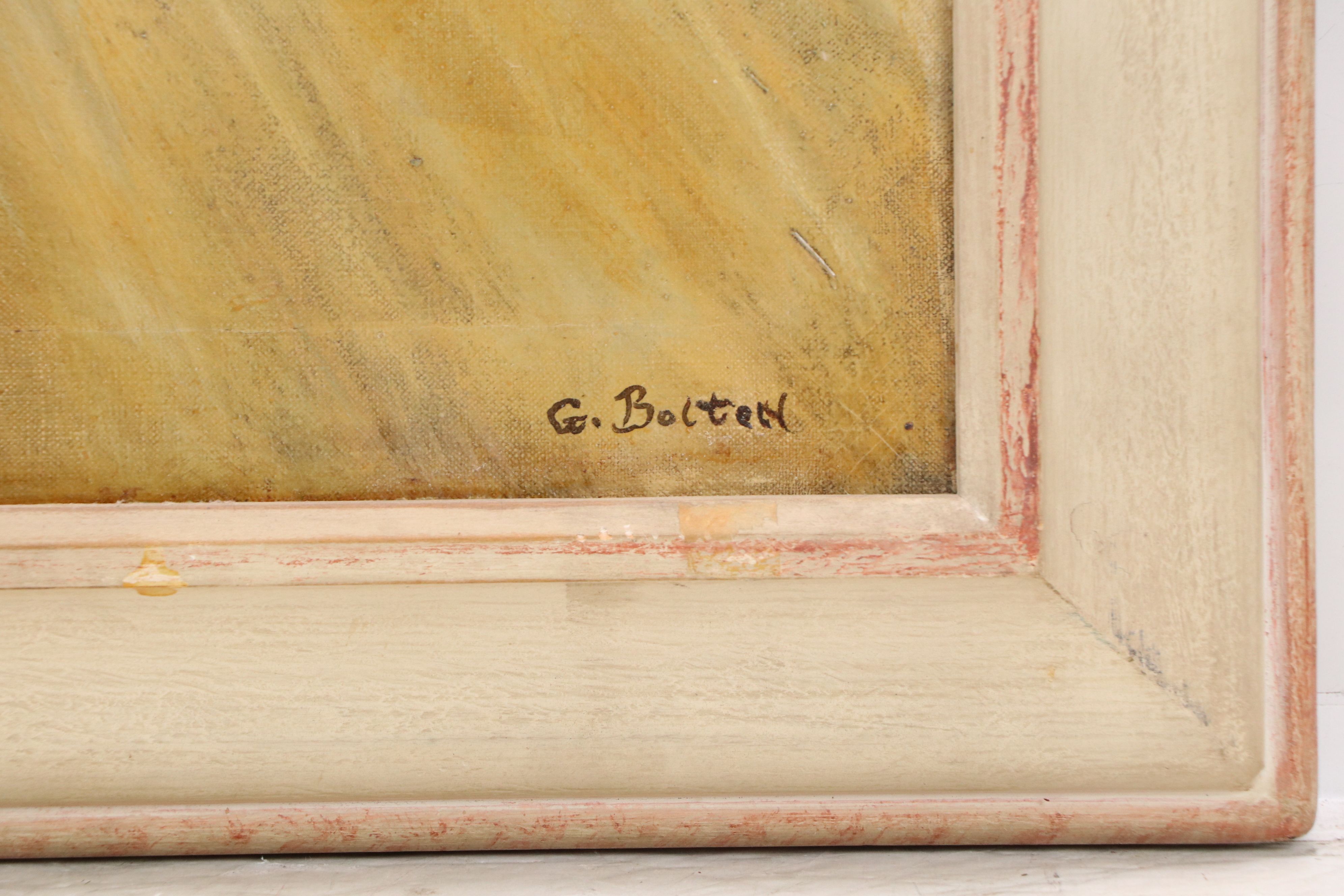 G. Bolton Oil Portrait of Woman with Rose "Pavlova," 20th Century