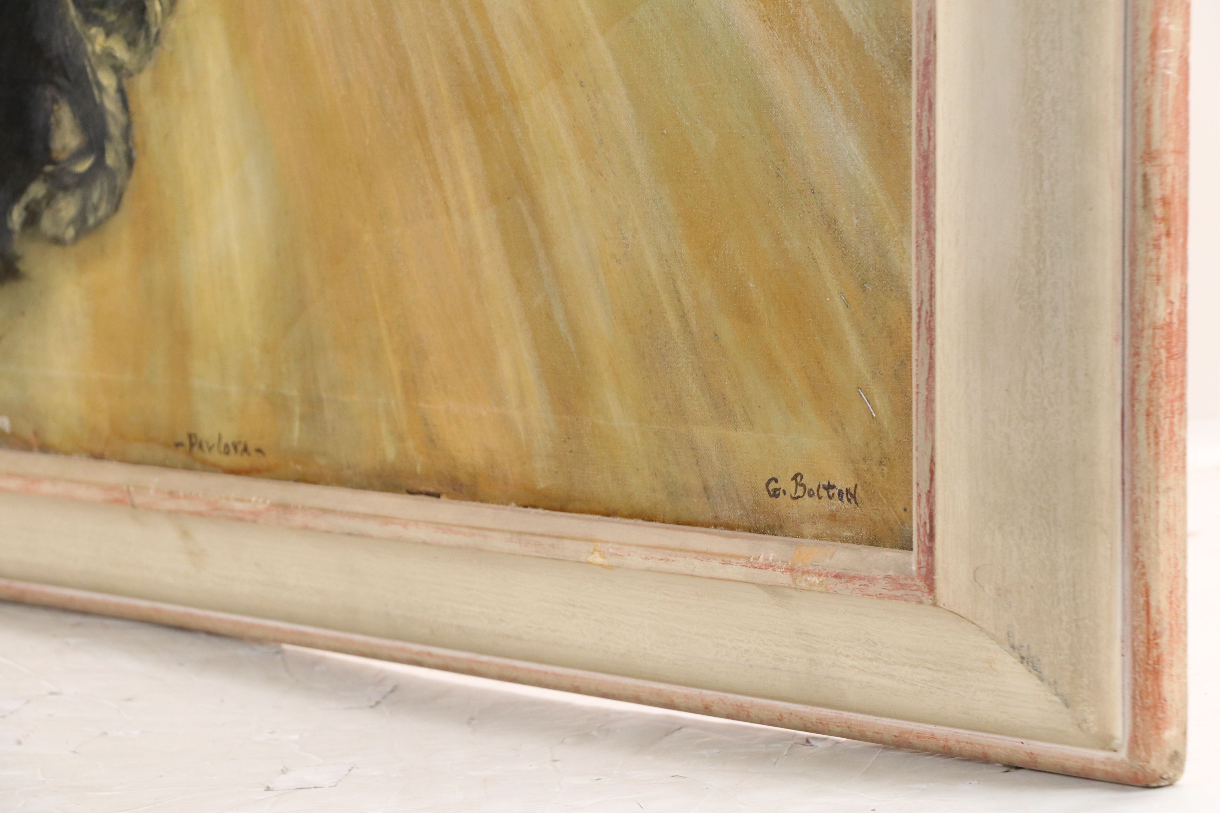 G. Bolton Oil Portrait of Woman with Rose "Pavlova," 20th Century