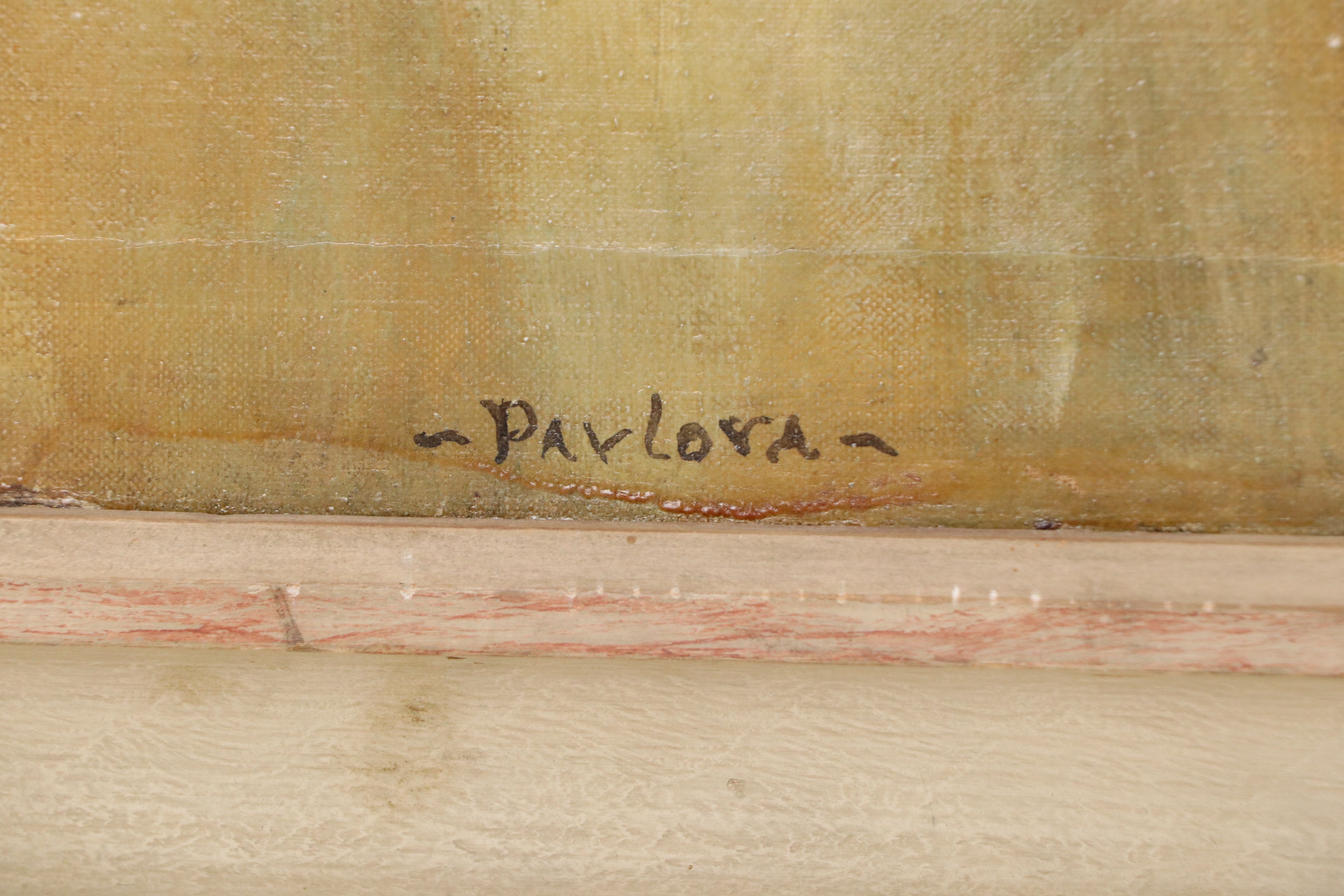 G. Bolton Oil Portrait of Woman with Rose "Pavlova," 20th Century