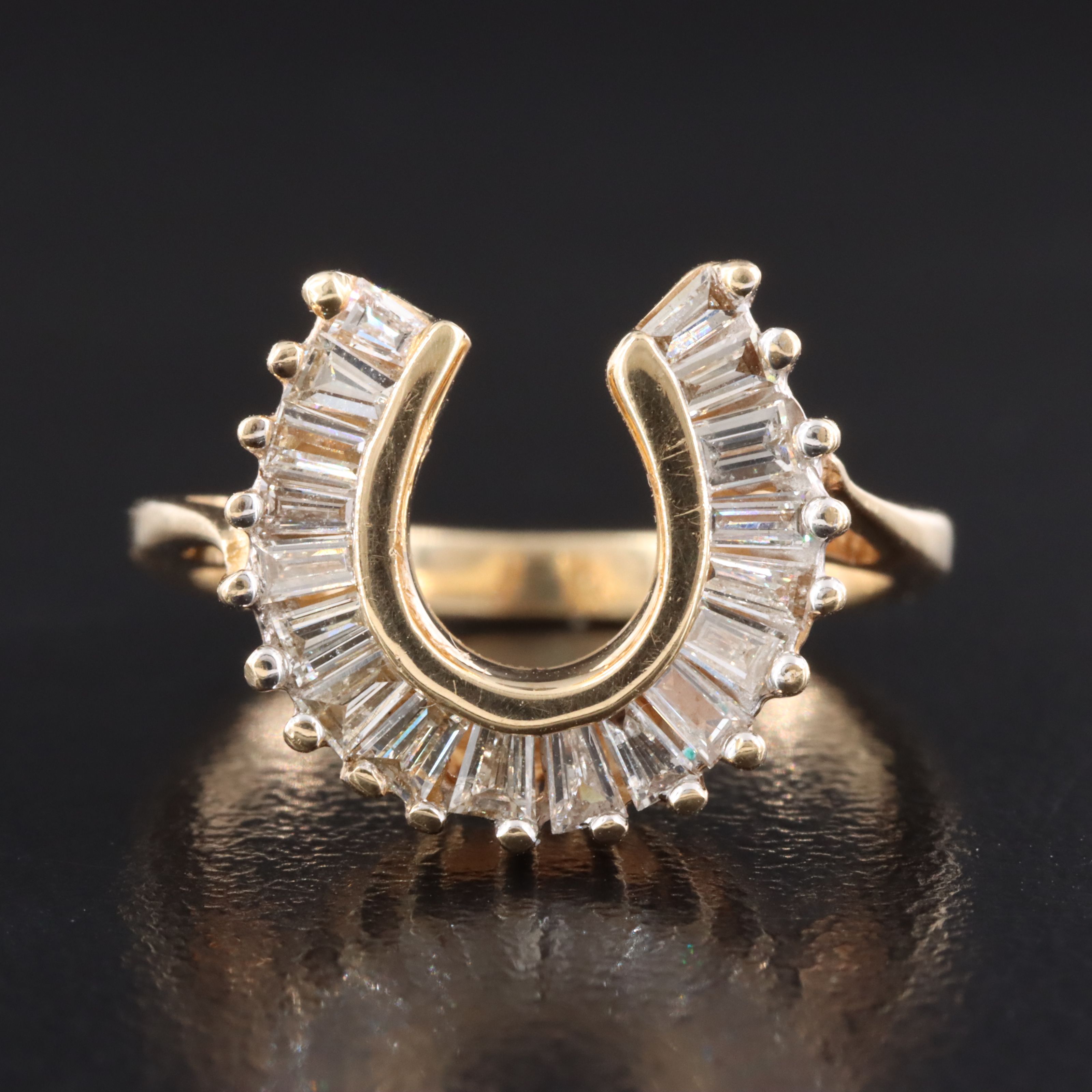 14K 0.48 CTW Diamond Horse Shoe Diamond Ring