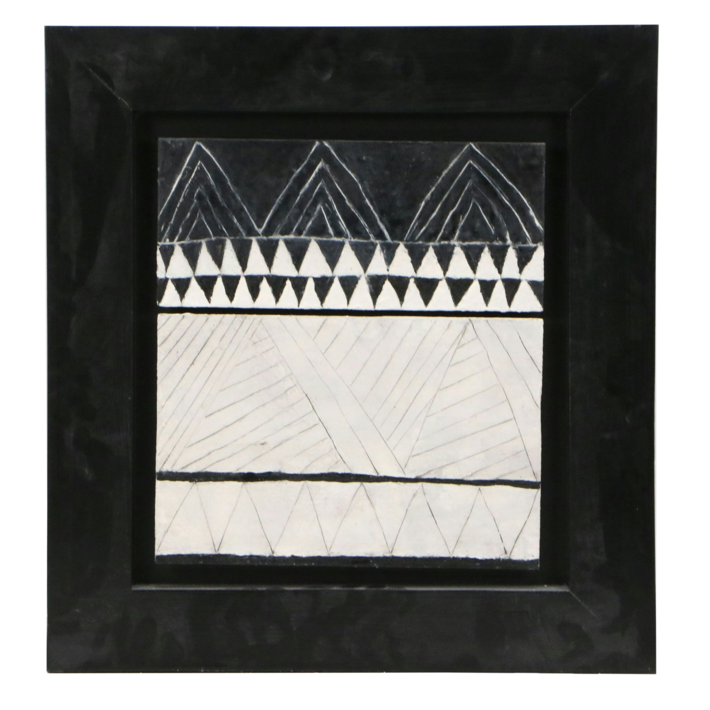 Anne Straus Abstract Geometric Encaustic Oil Painting "Mountain Range," 2005