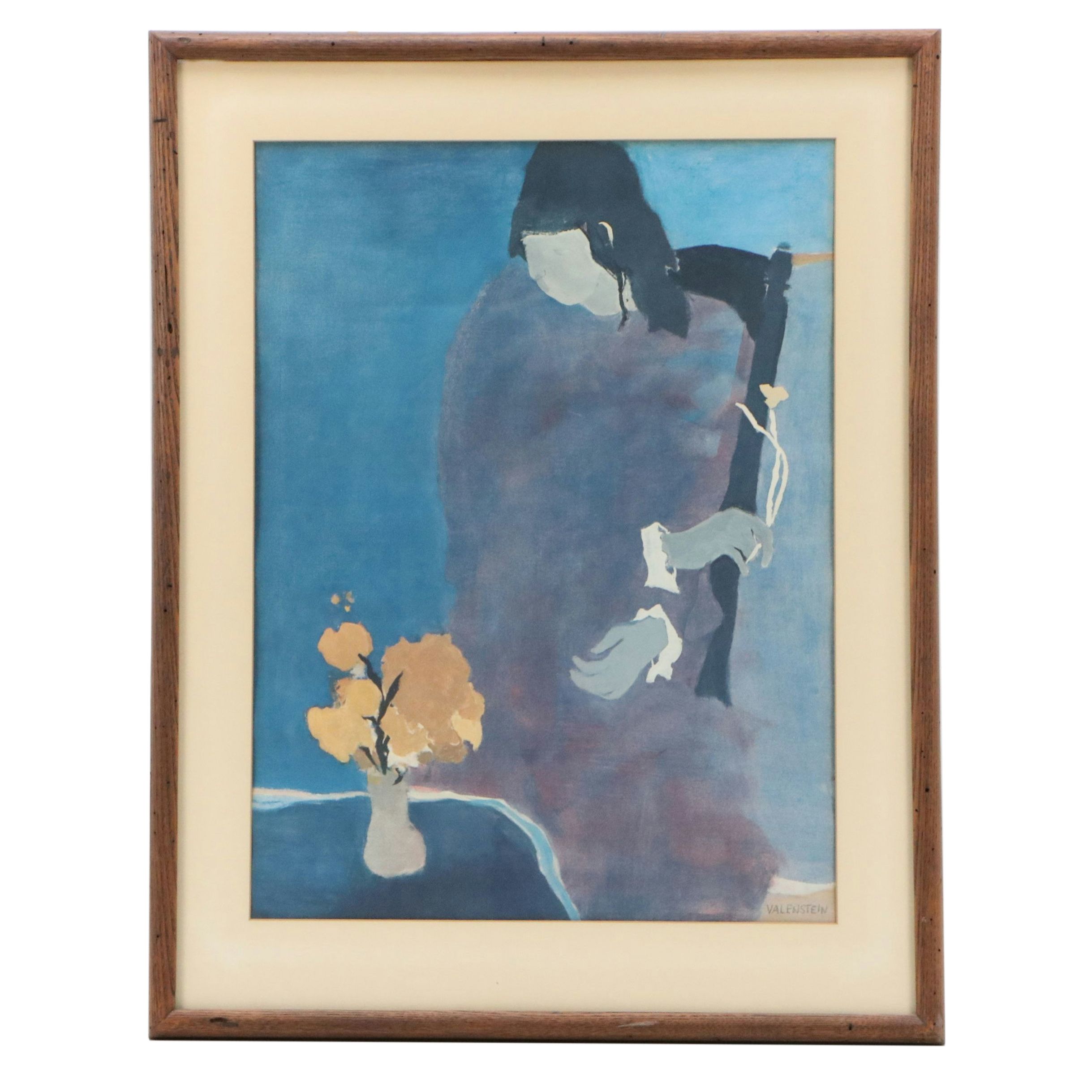 Offset Lithograph After Alice Valenstein of Seated Figure, Late 20th Century
