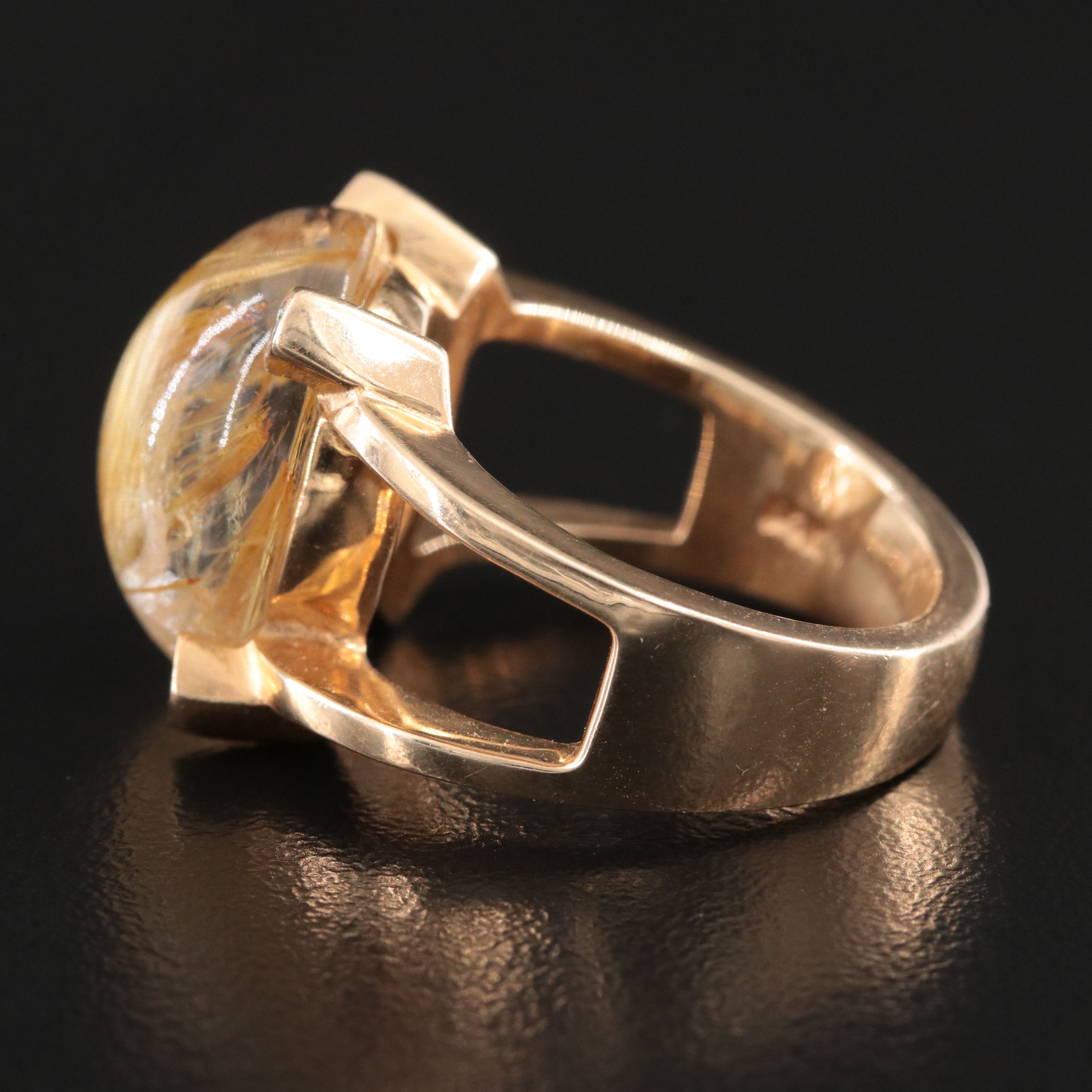 14K 13.04 CT Rutilated Quartz and Diamond Ring