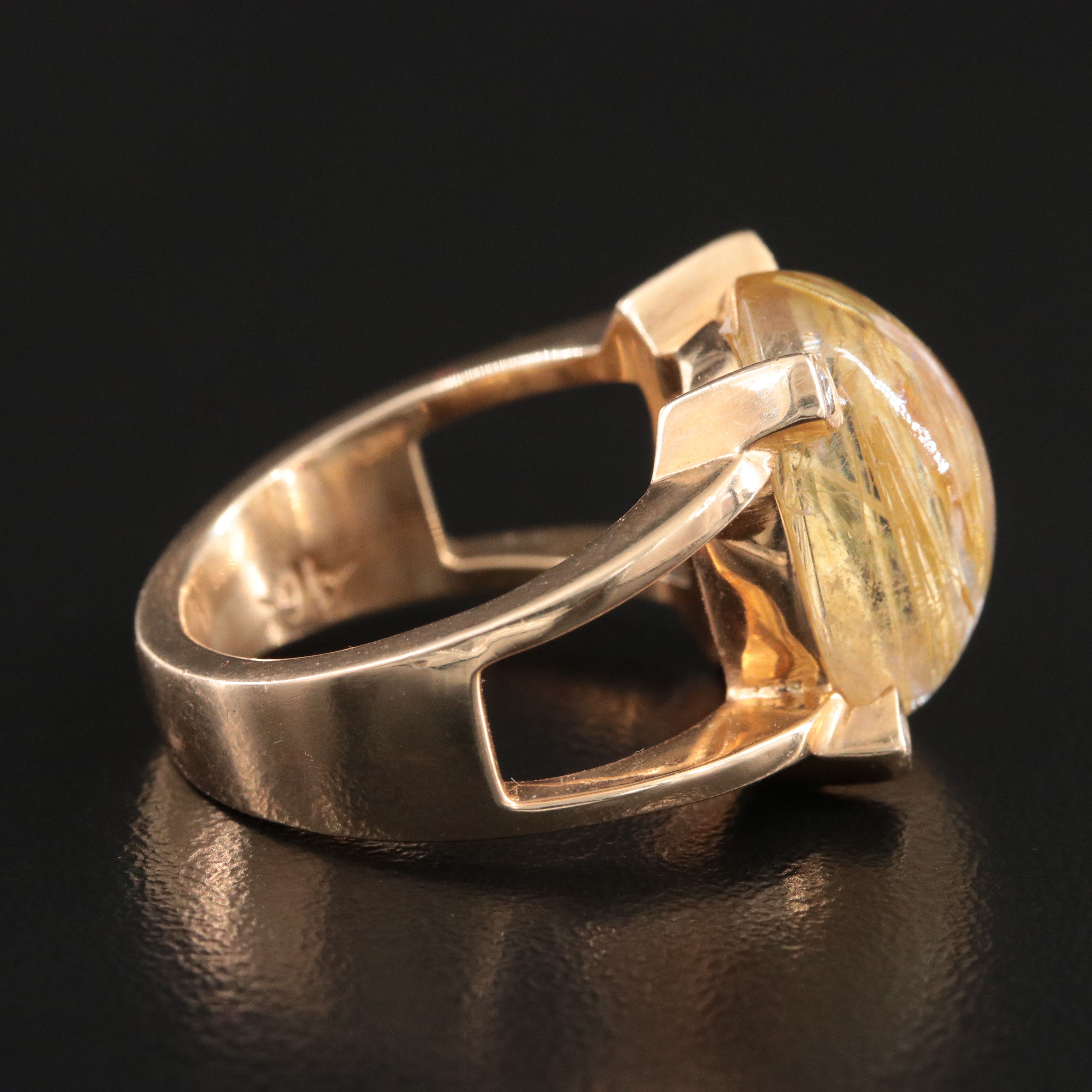 14K 13.04 CT Rutilated Quartz and Diamond Ring