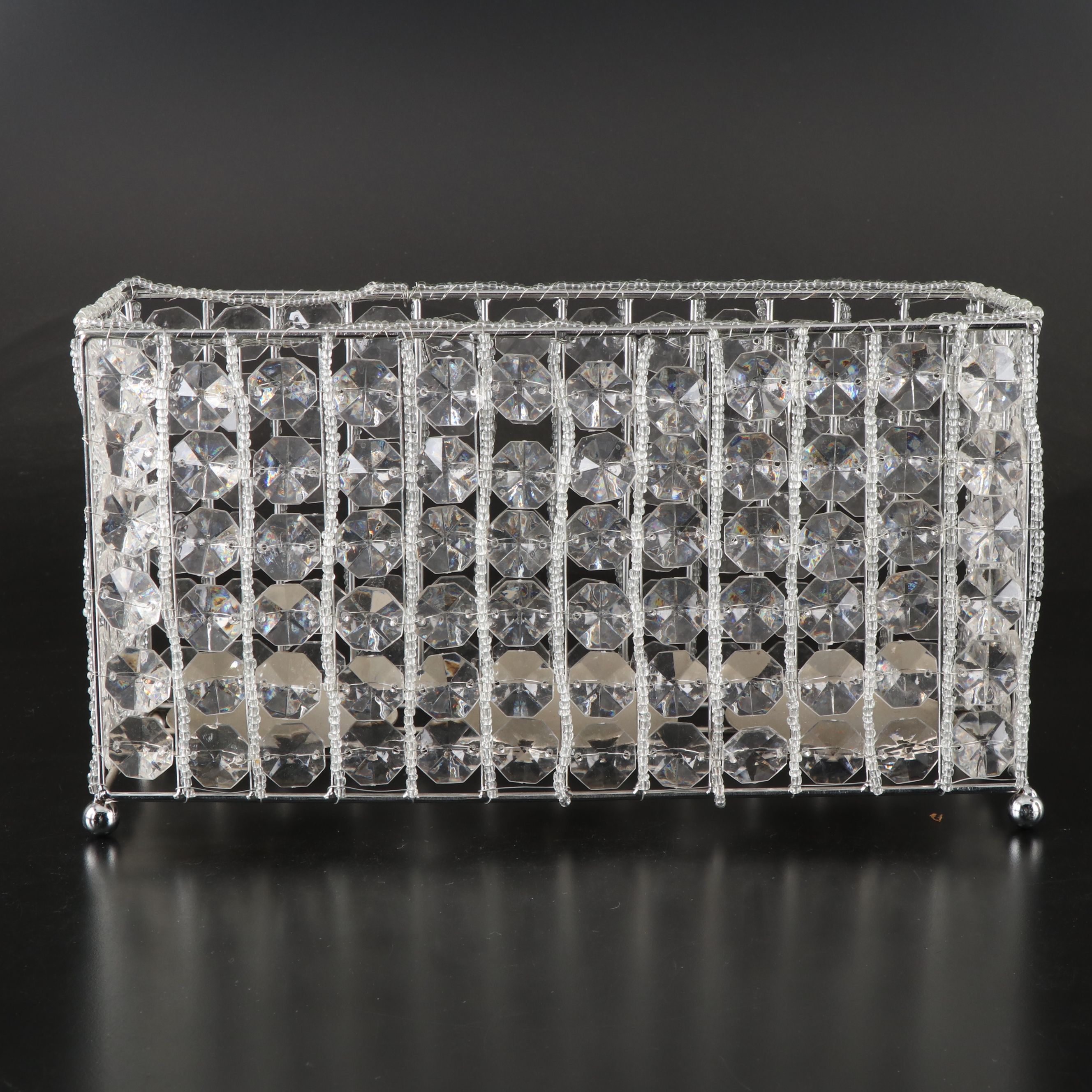 Crystal Prism Candle Holder with Artificial Topiary Trees