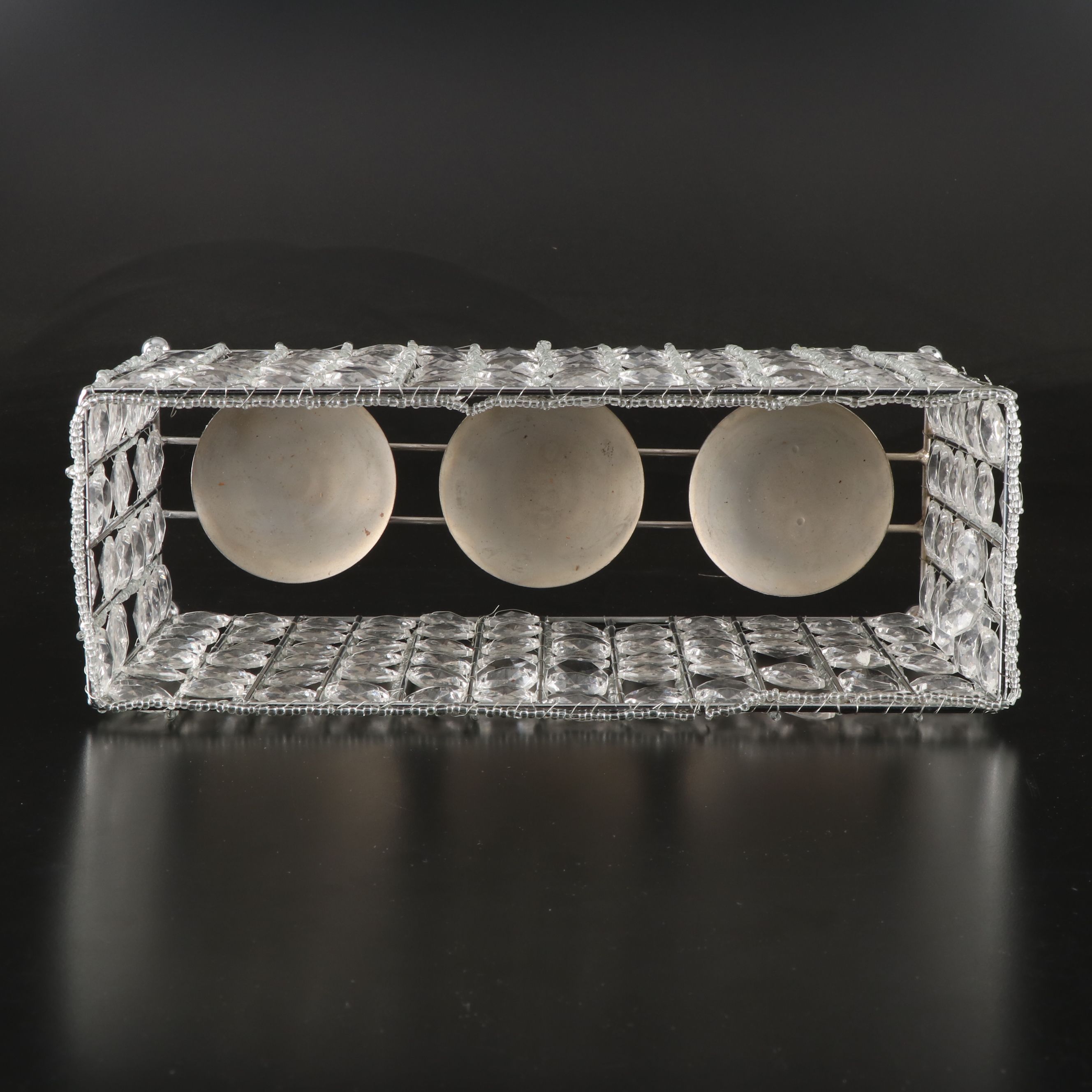 Crystal Prism Candle Holder with Artificial Topiary Trees