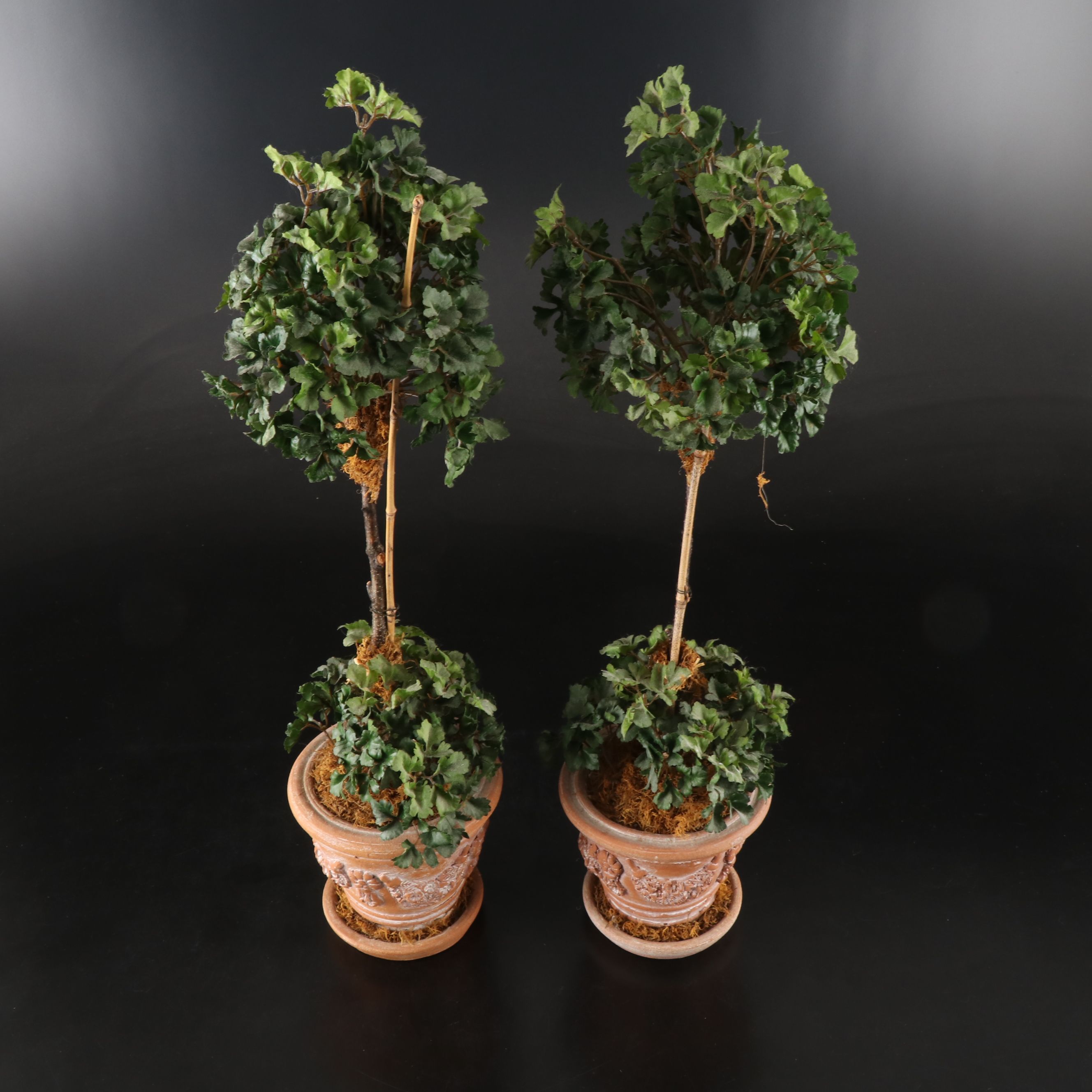 Crystal Prism Candle Holder with Artificial Topiary Trees