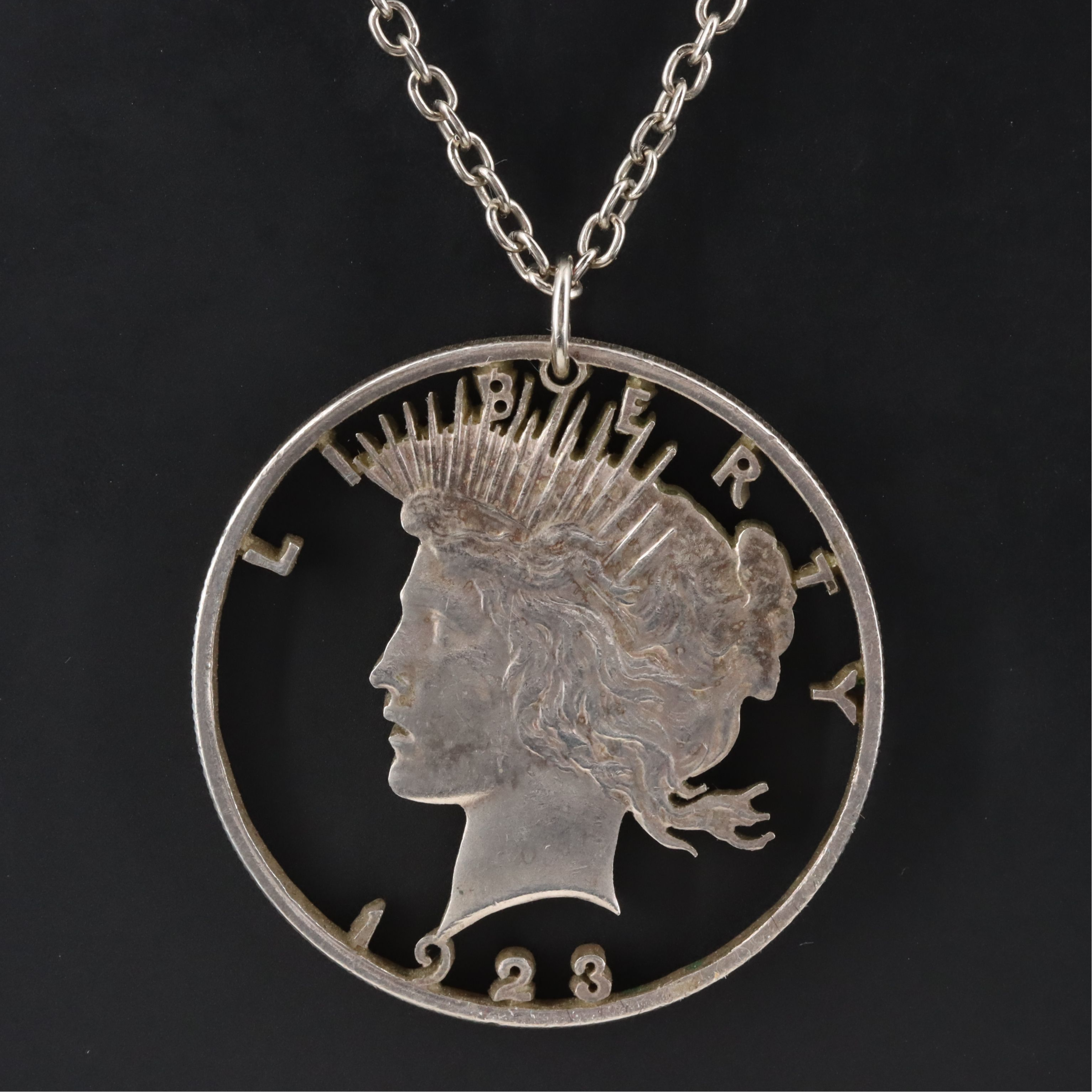 Cut-Out Liberty Coin Pendant Necklace