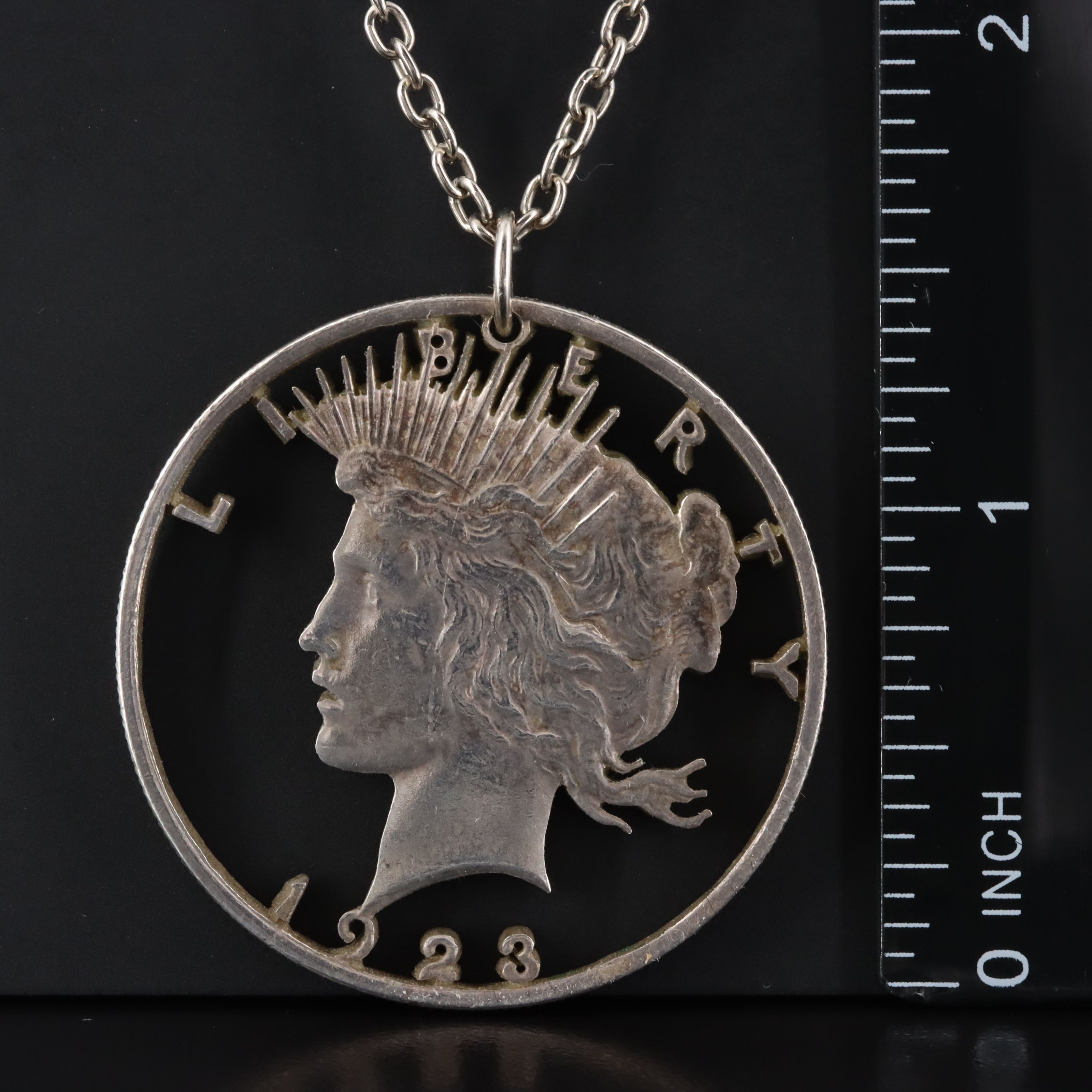Cut-Out Liberty Coin Pendant Necklace
