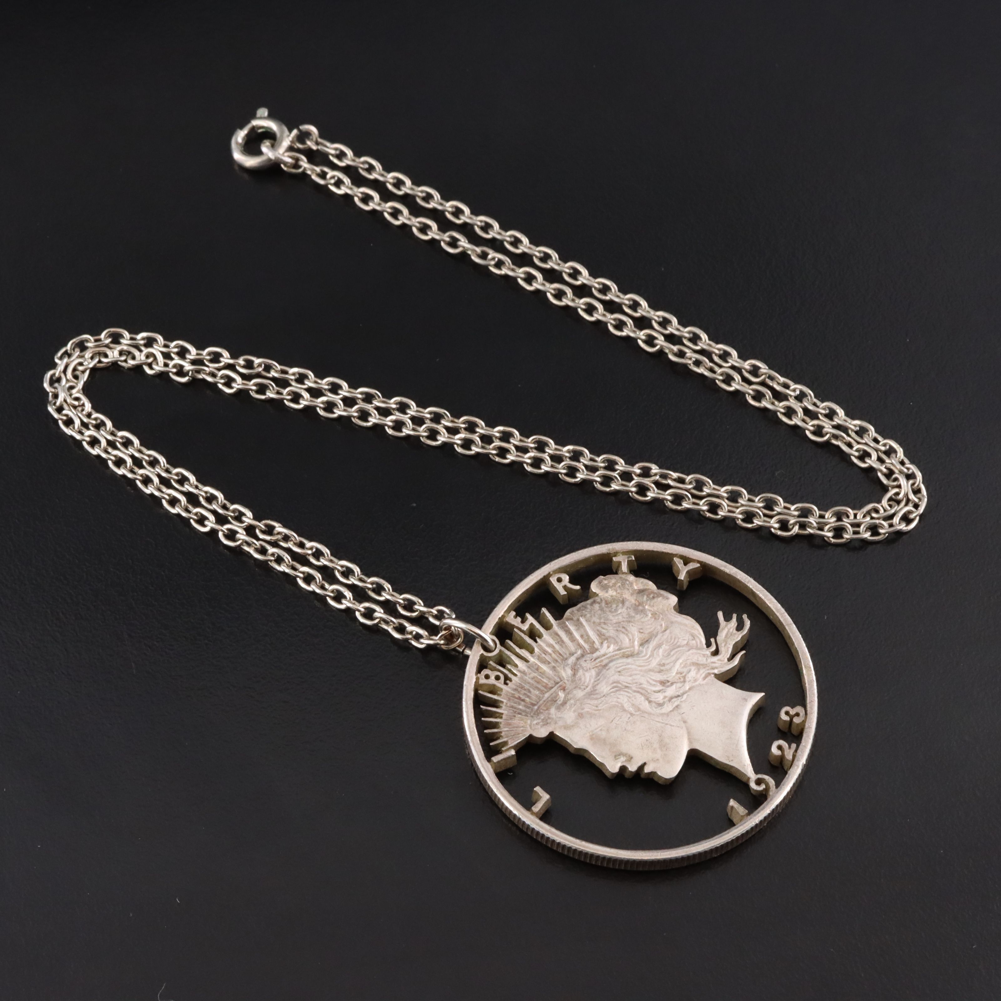 Cut-Out Liberty Coin Pendant Necklace