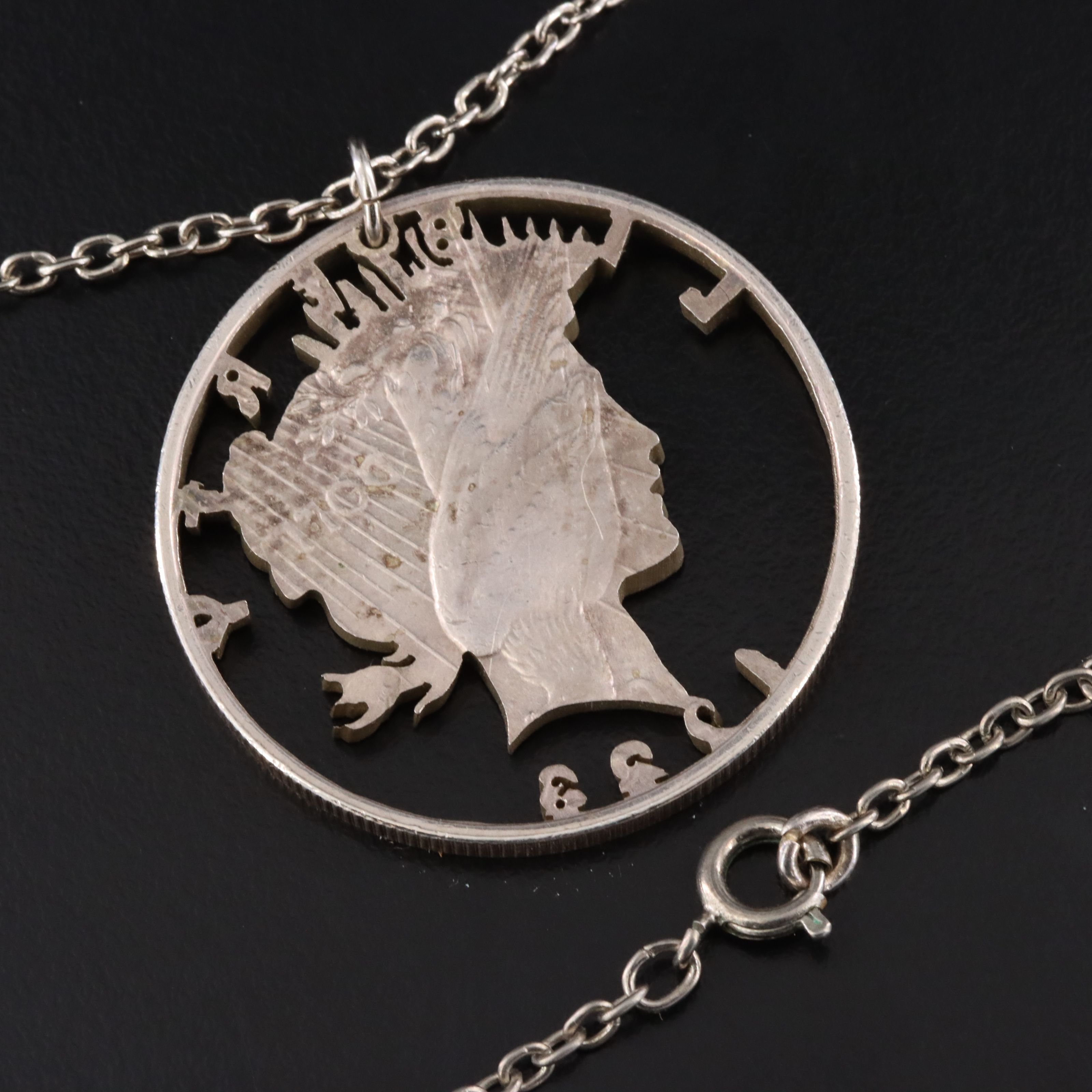 Cut-Out Liberty Coin Pendant Necklace