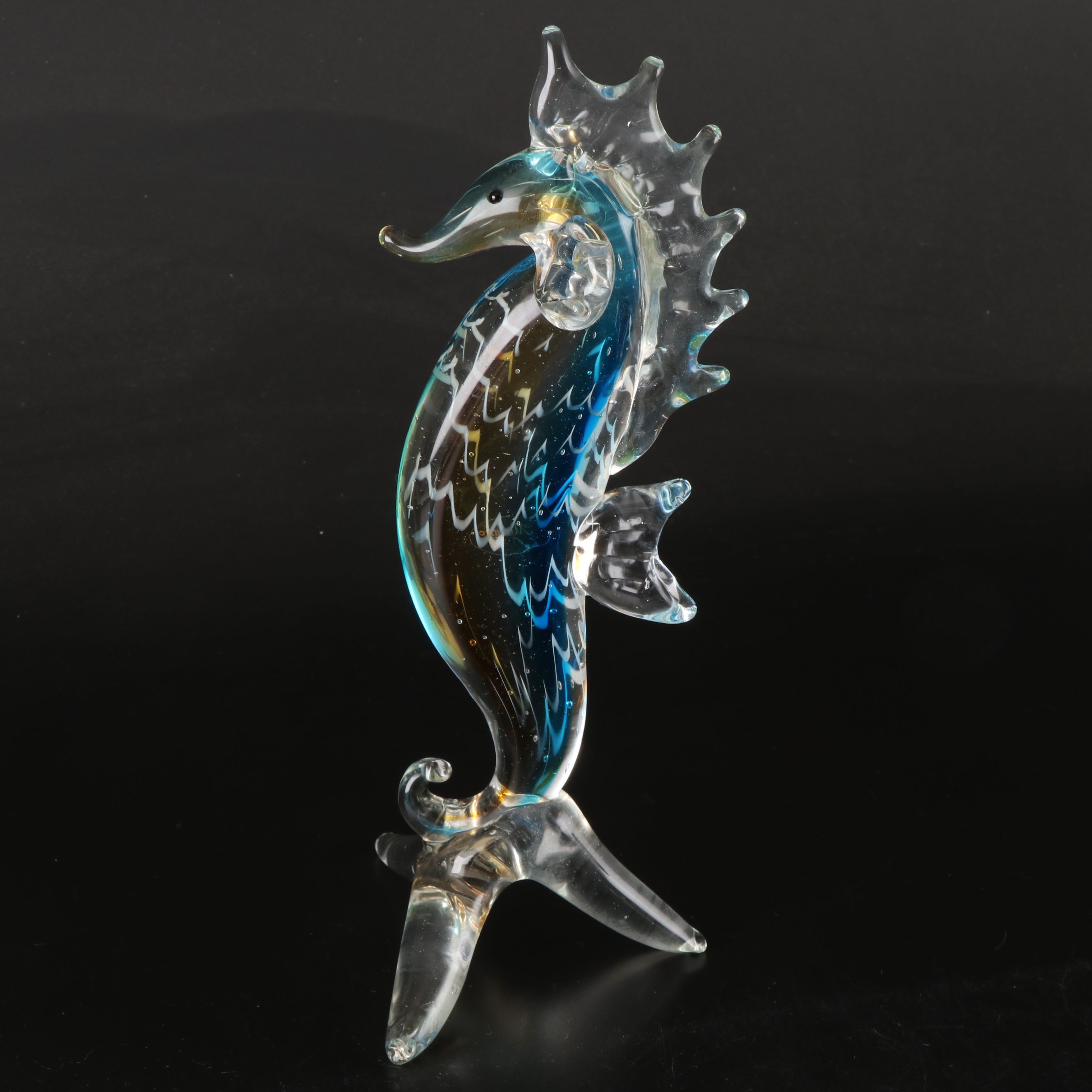 Murano Handblown Glass Seahorse Figure and Jellyfish Paperweight and Other Décor