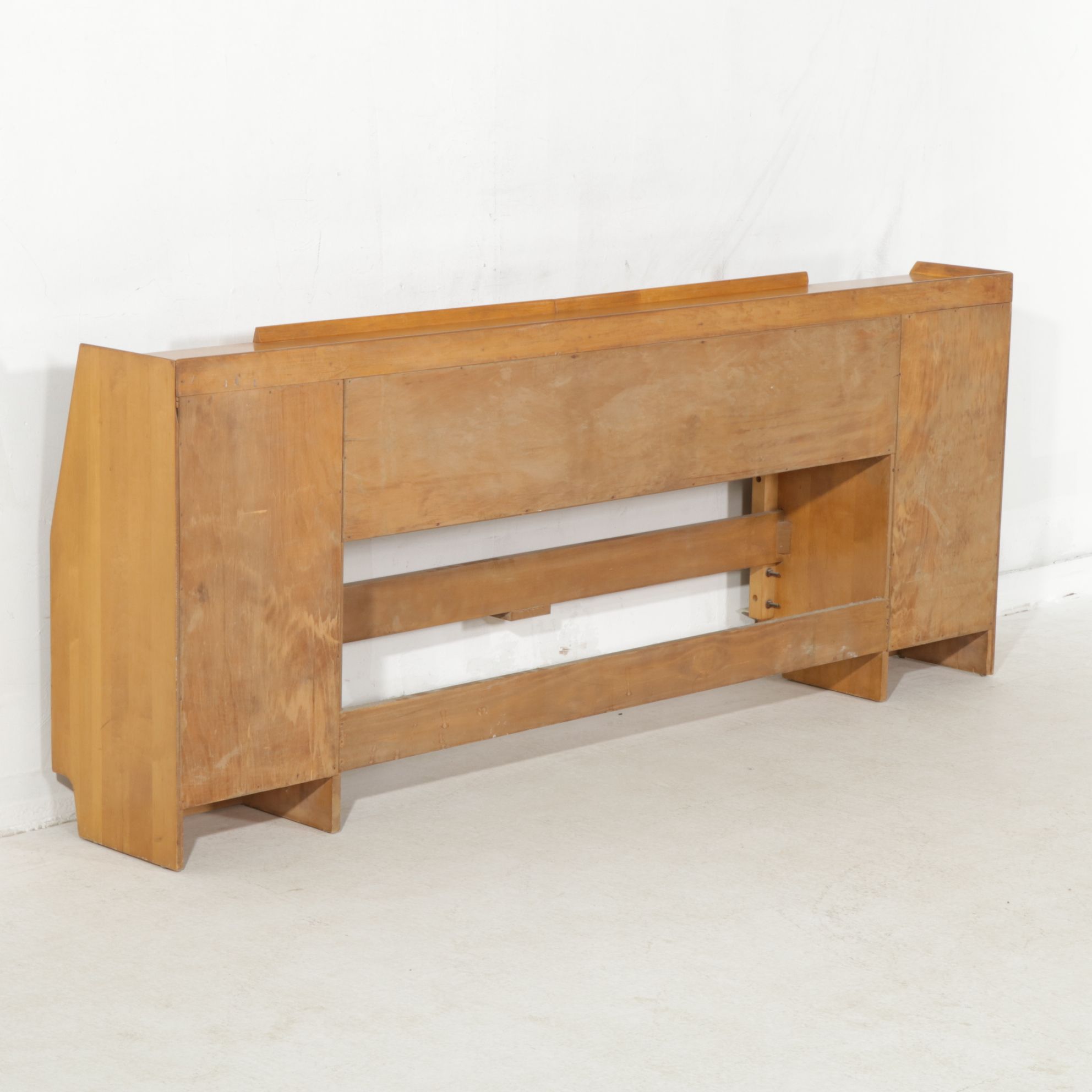 Mid Century Modern Maple Full Size Headboard with Shelves