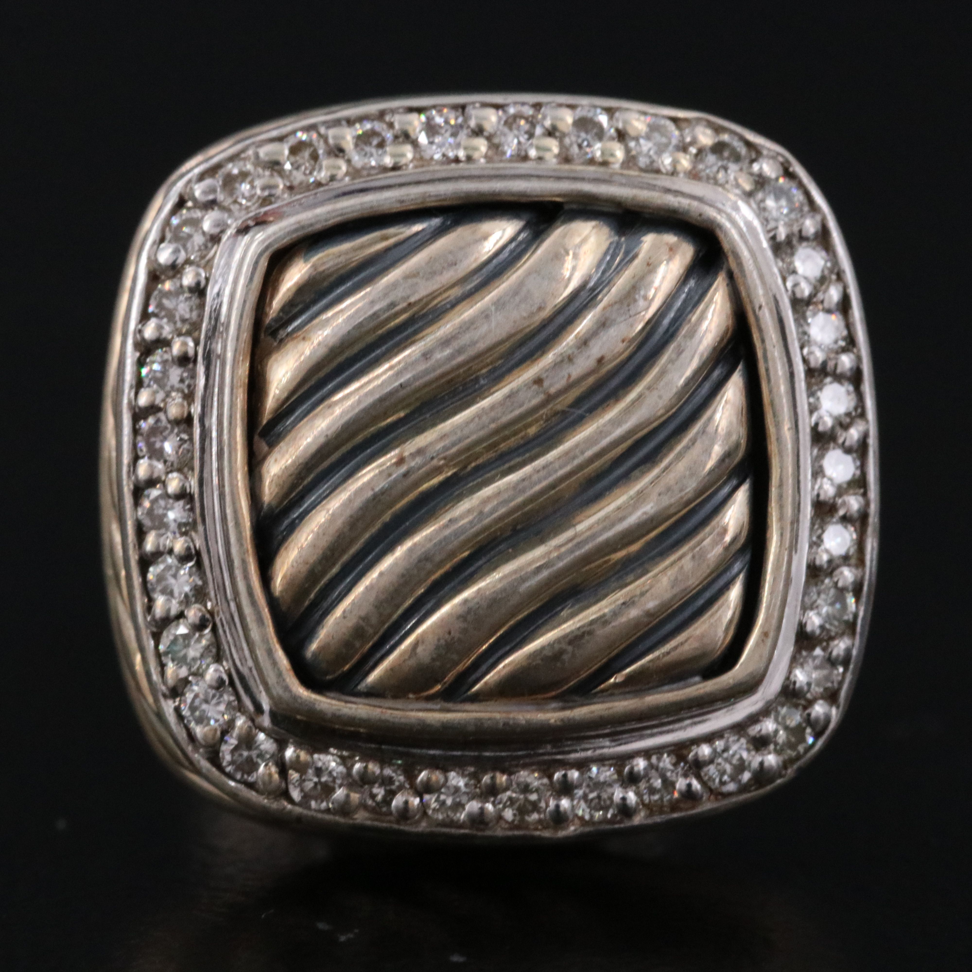 David Yurman Albion Sterling 0.33 CTW Diamond Cable Earrings