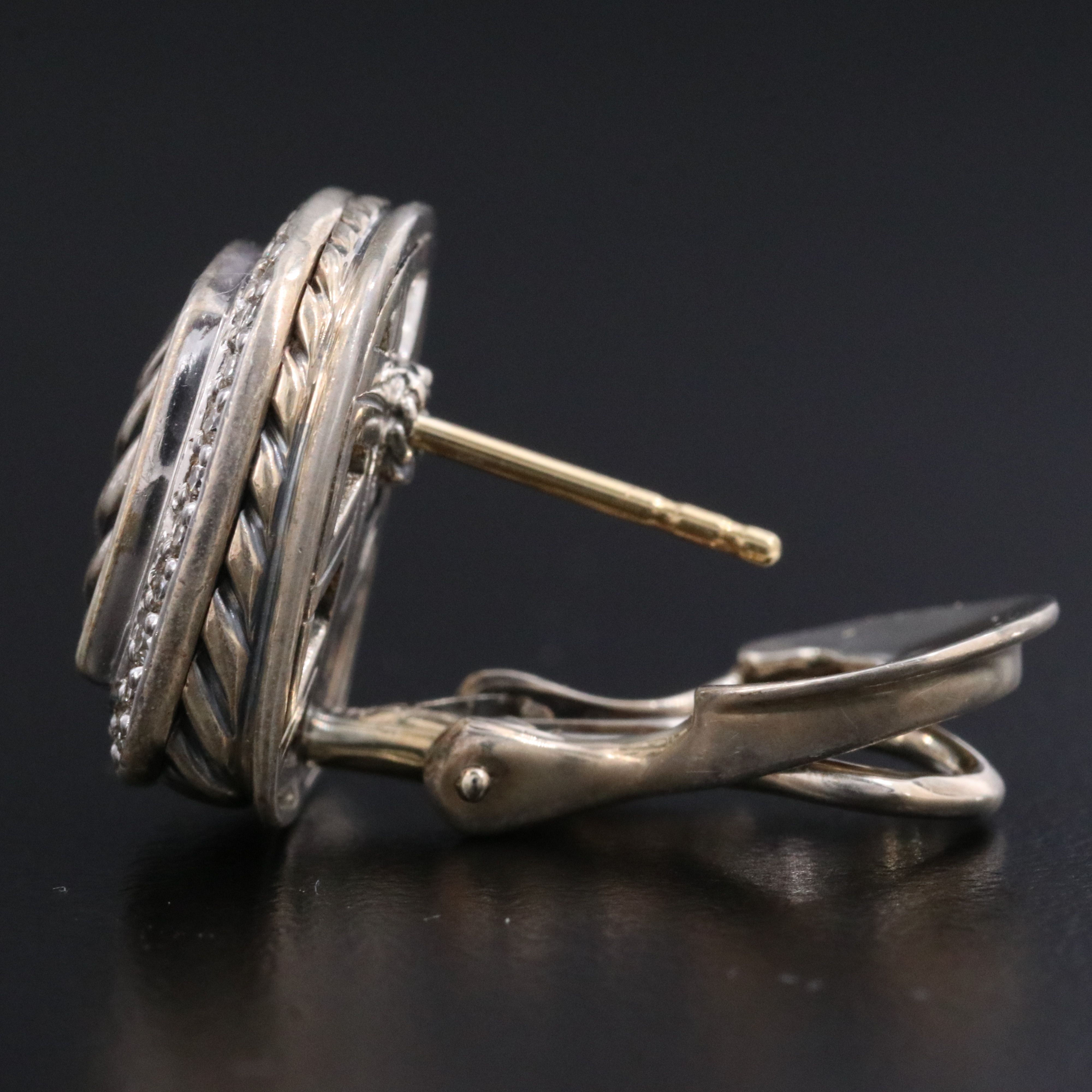 David Yurman Albion Sterling 0.33 CTW Diamond Cable Earrings