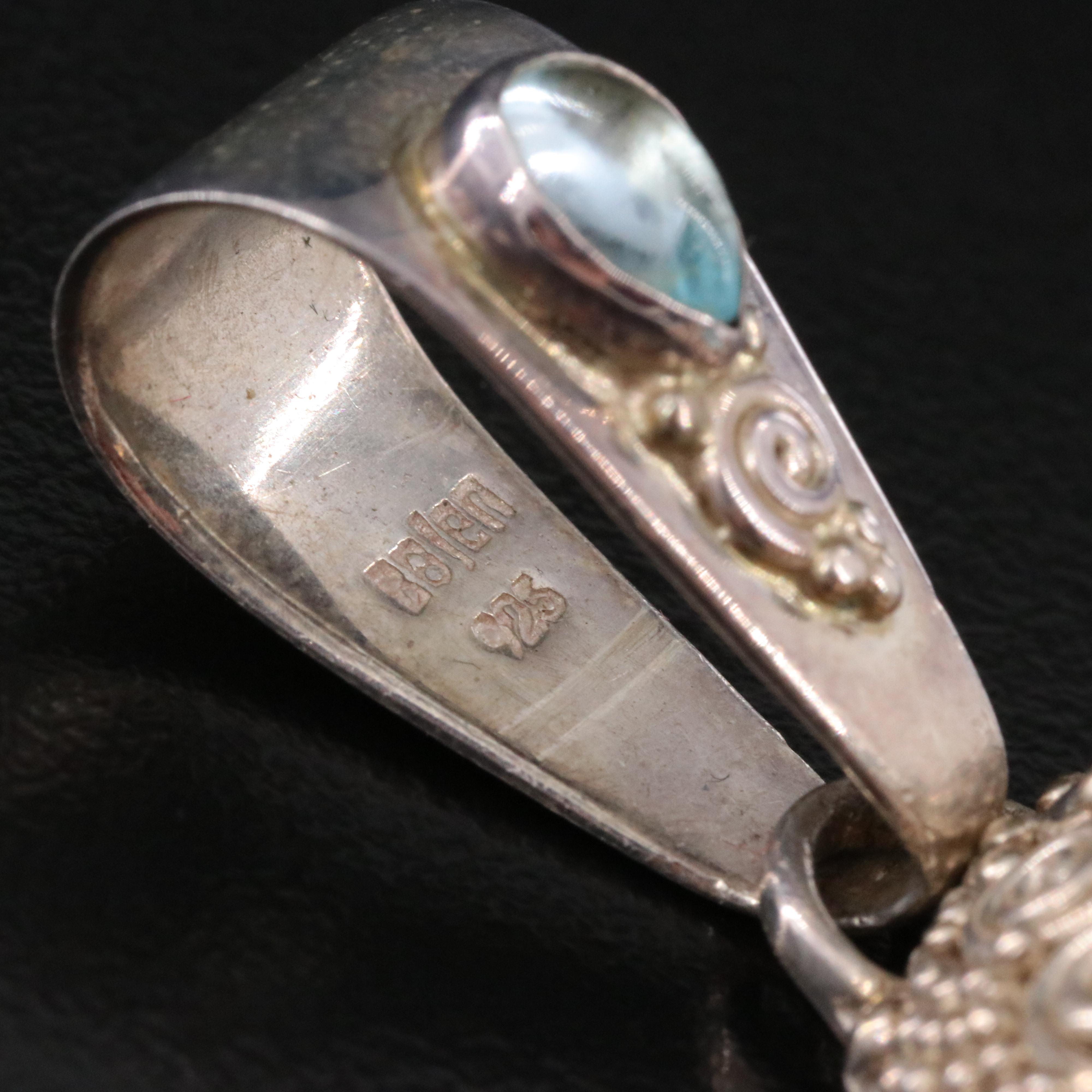 Sajen Sterling Pendant Including Obsidian, Topaz and Apatite