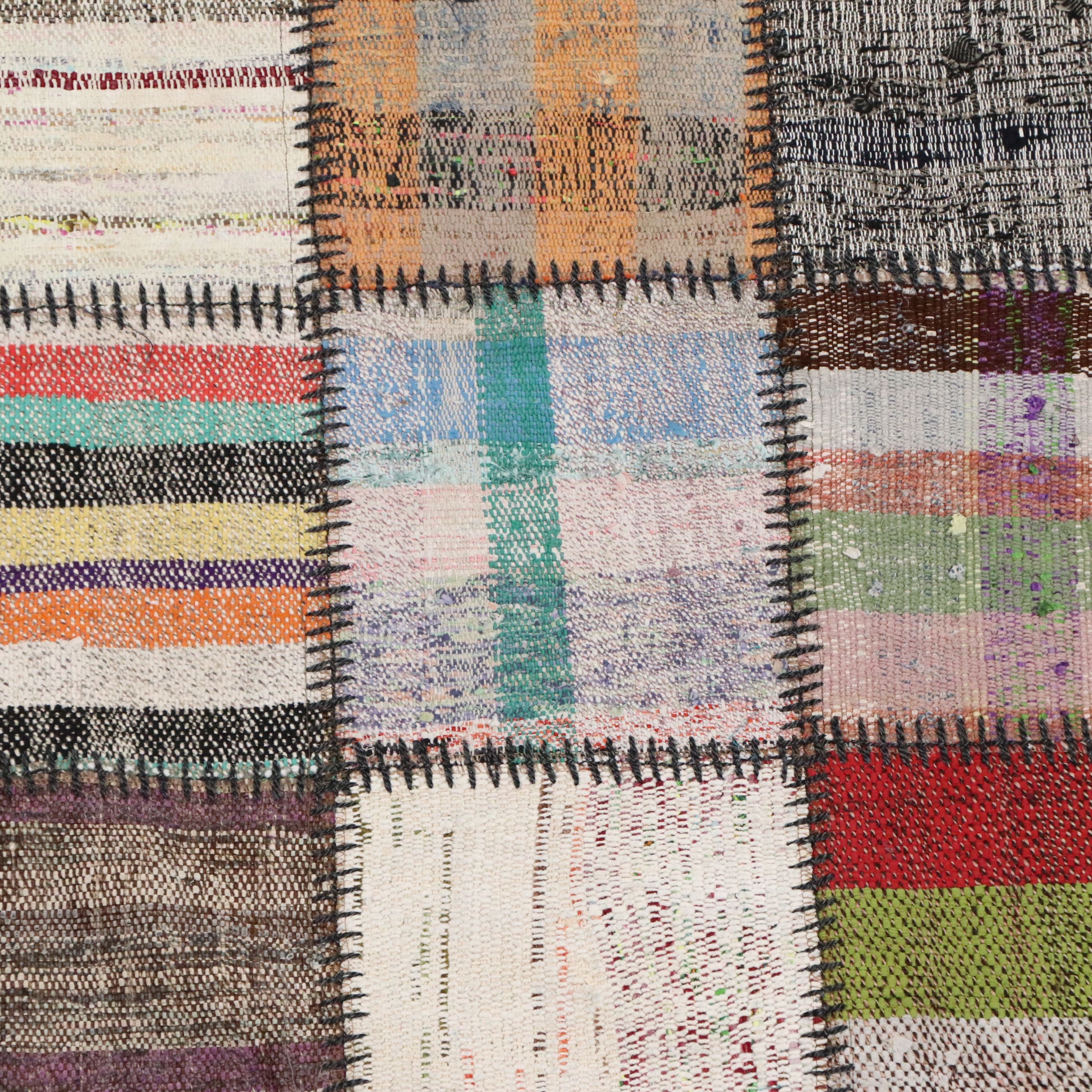 2'4 x 10'3 Handmade Turkish Patchwork Carpet Runner