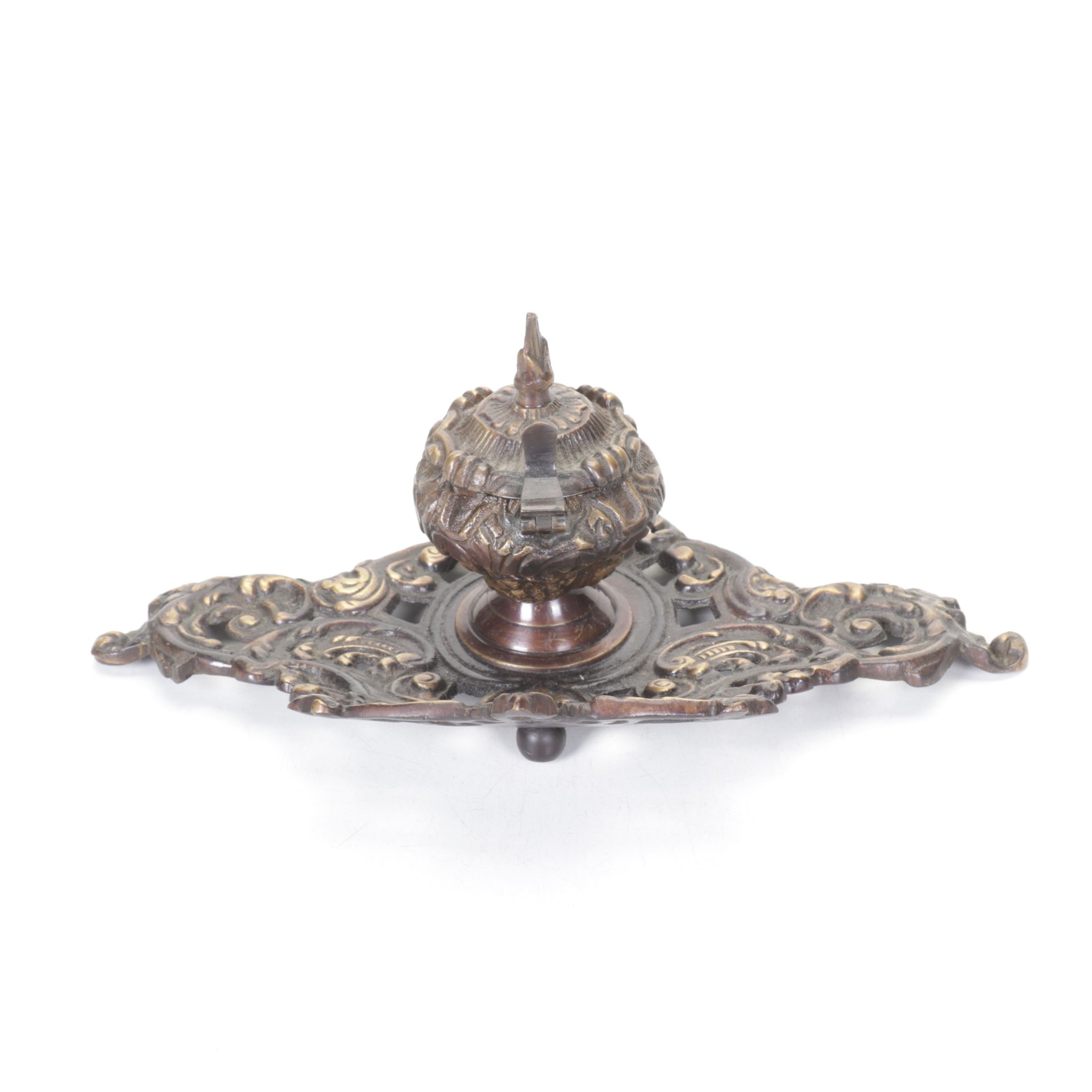 Rococo Style Inkwell, Candlestick and Ashtray with Matchbox Holder