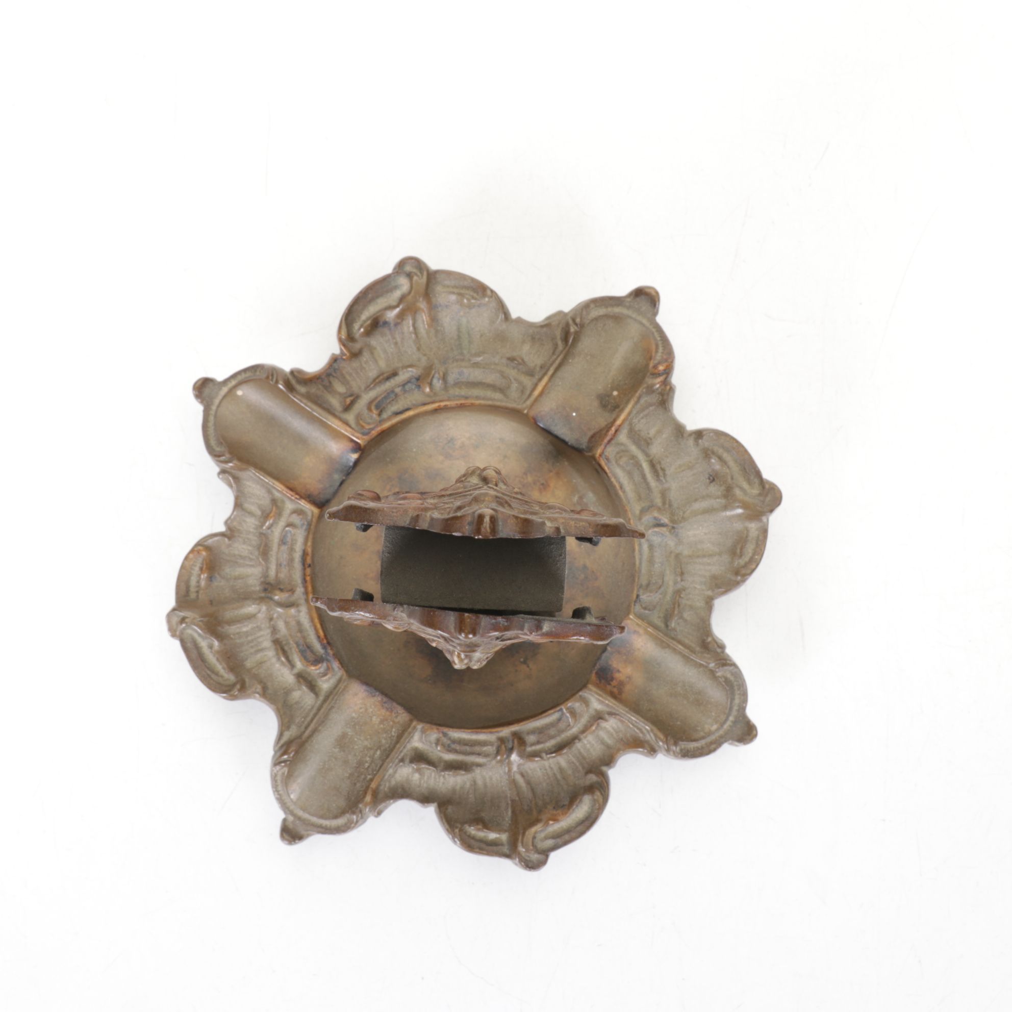 Rococo Style Inkwell, Candlestick and Ashtray with Matchbox Holder