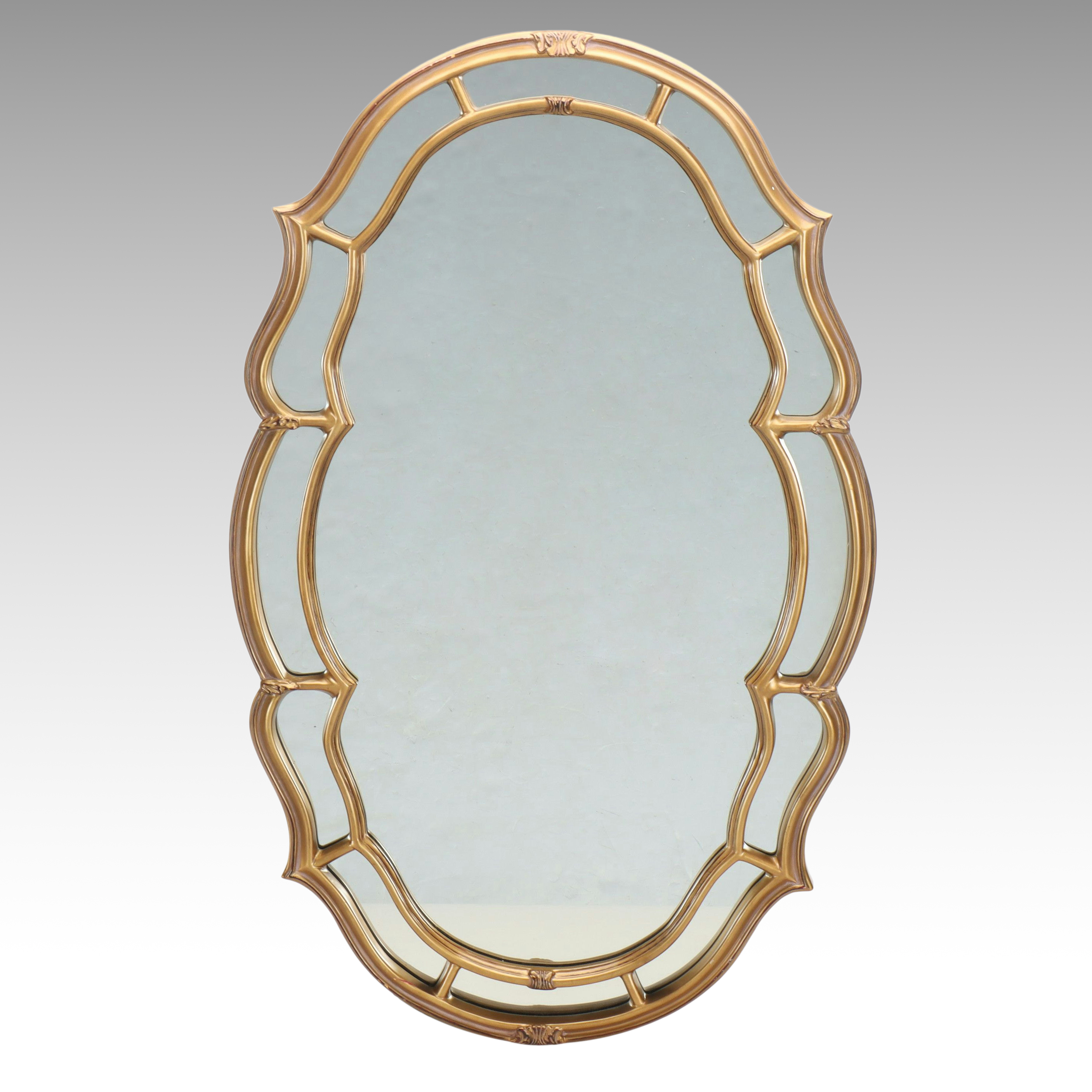 Hollywood Regency Style Gold Finish Wall Mirror