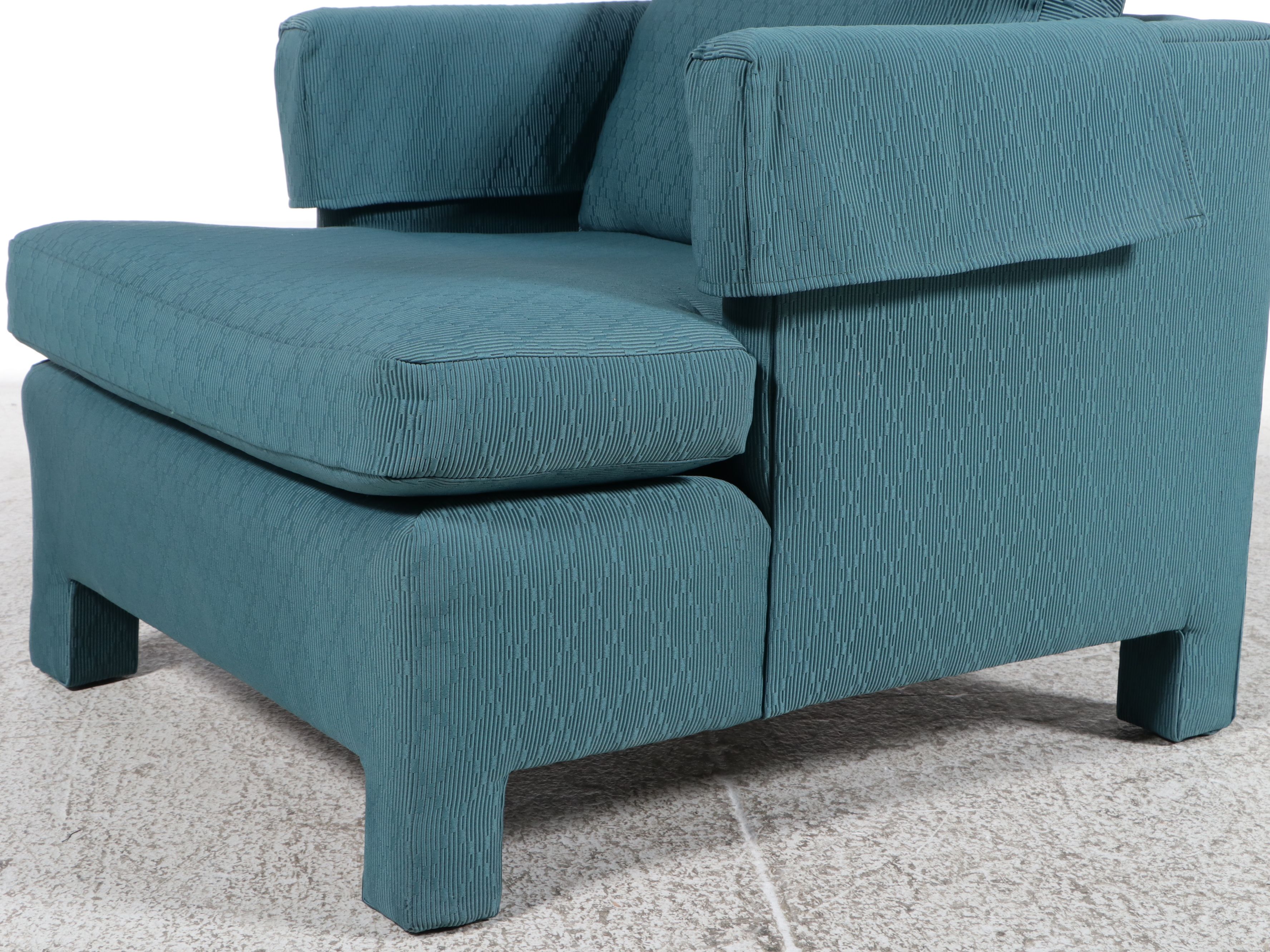 Custom Upholstered Club Chair and Matching Ottoman