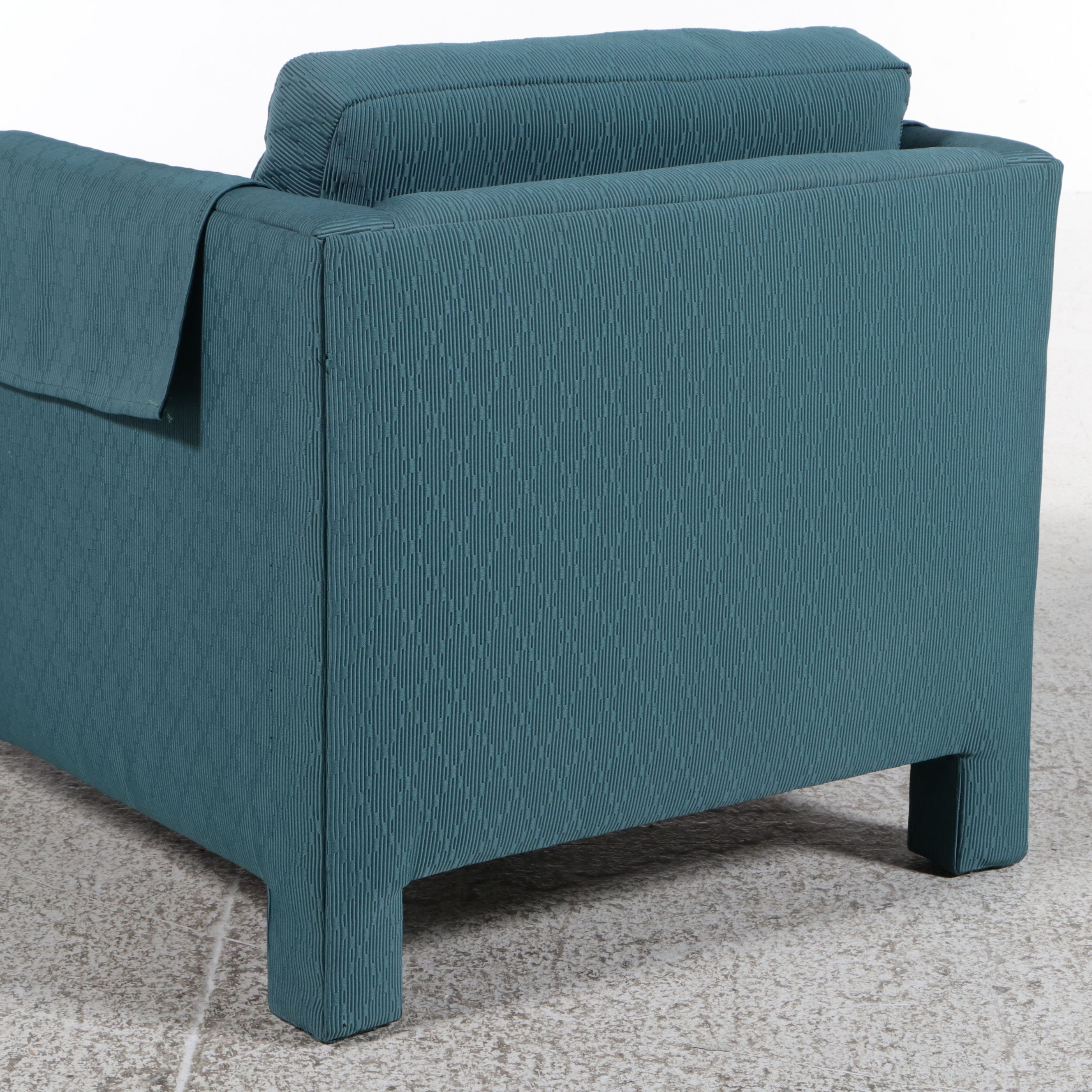 Custom Upholstered Club Chair and Matching Ottoman