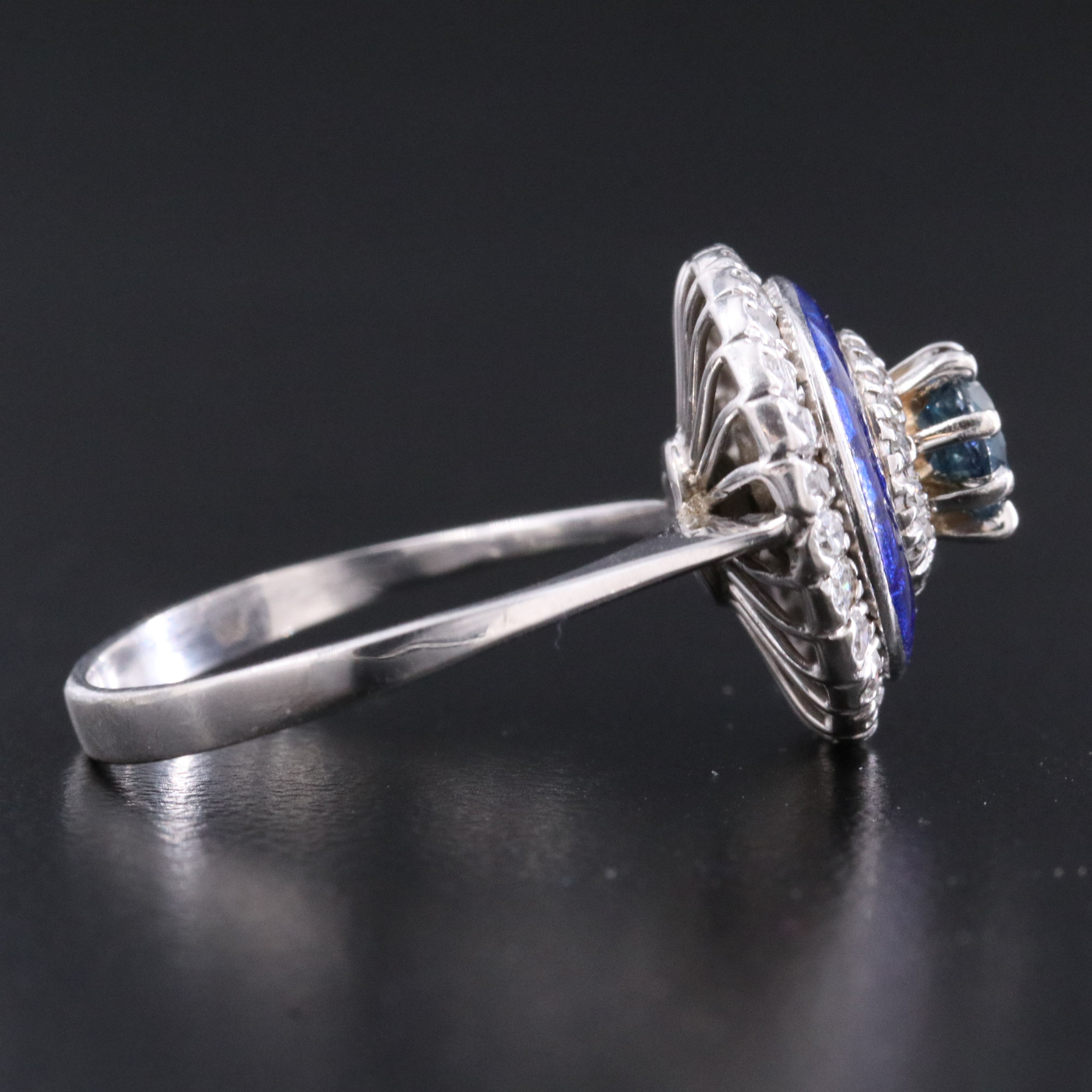 18K Sapphire, Diamond, and Enamel Ring