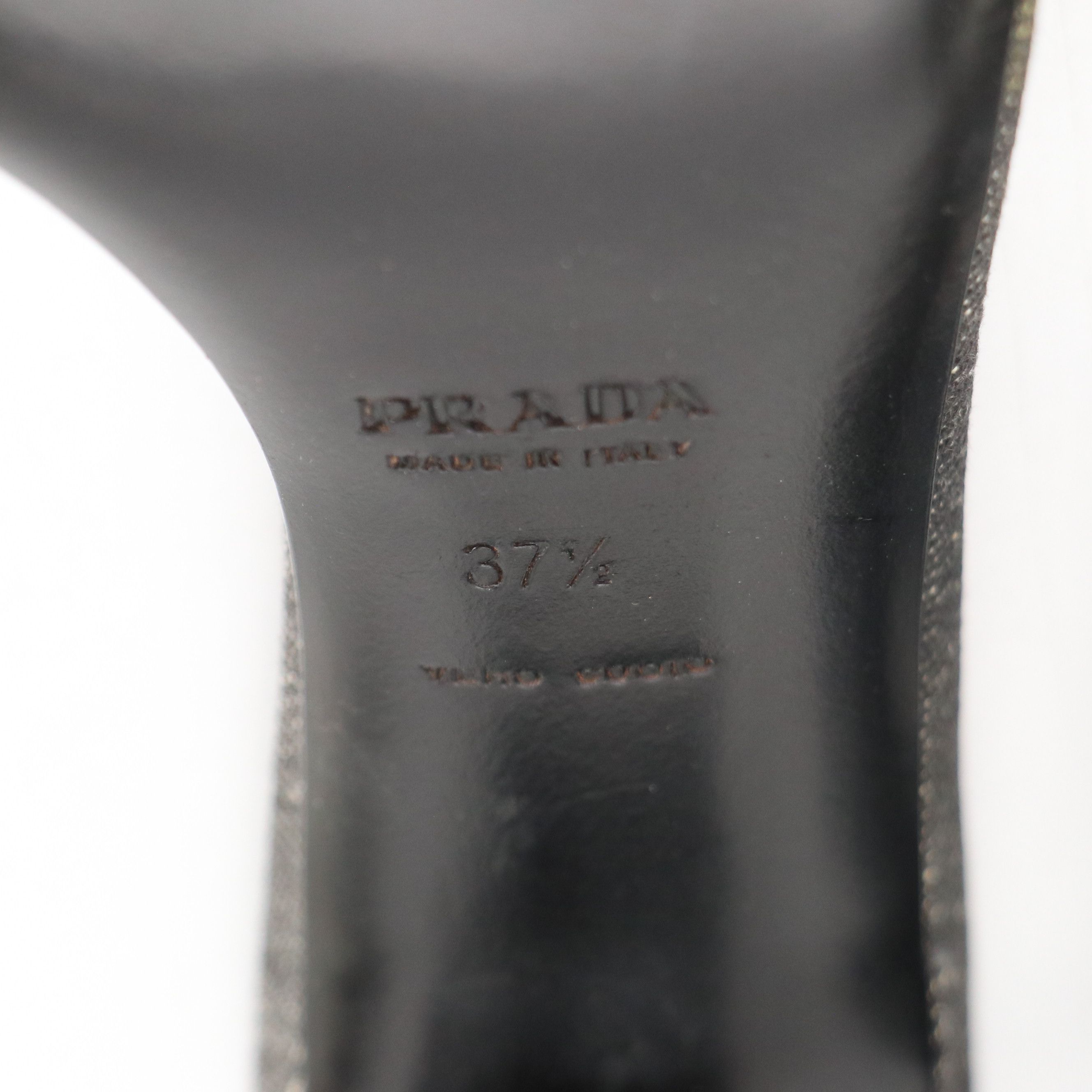 Prada Buckle Strap Sandals in Charcoal Denim and Brown Leather Trim, With Box