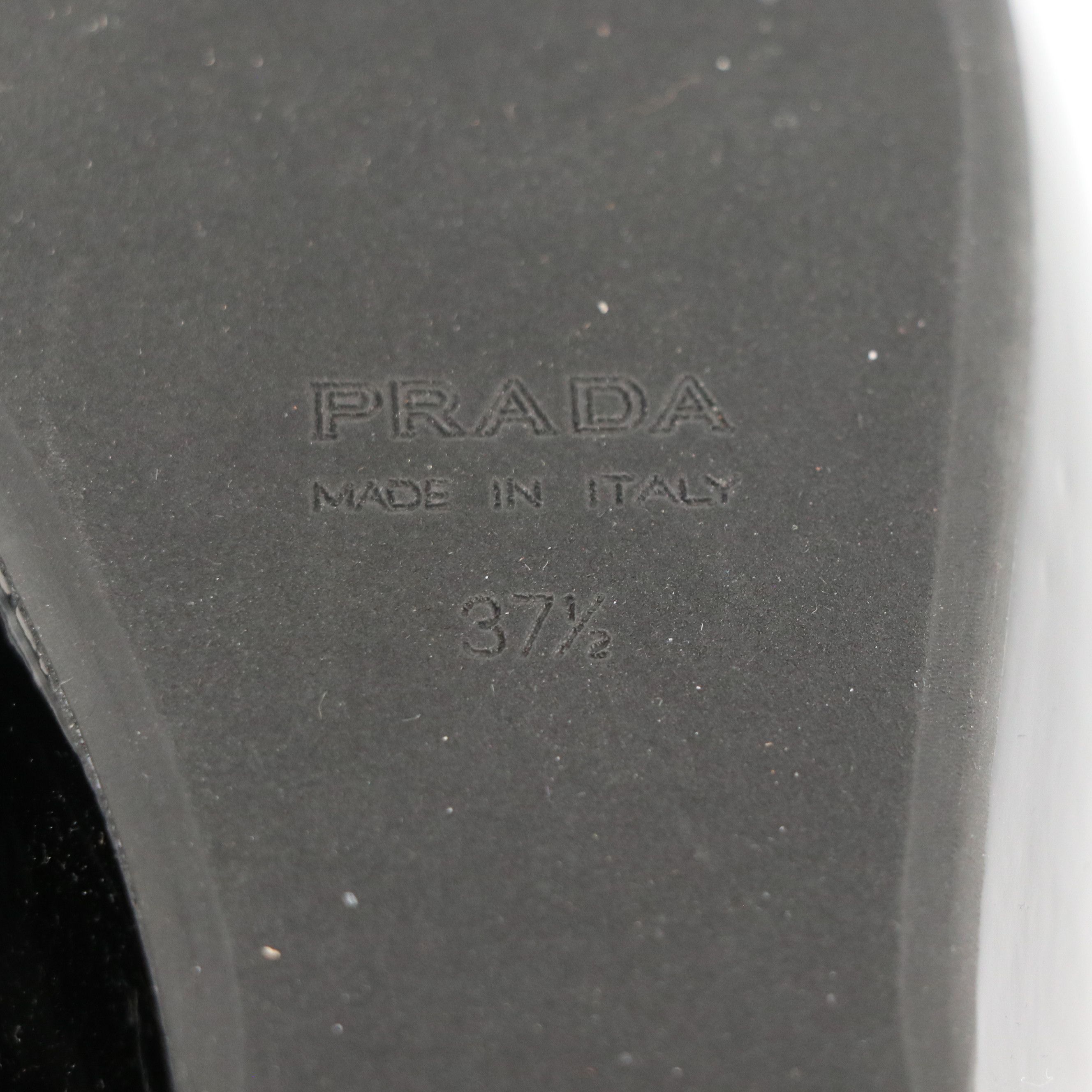 Prada Thong Strap Wedge Sandals in Black Patent Leather, With Box