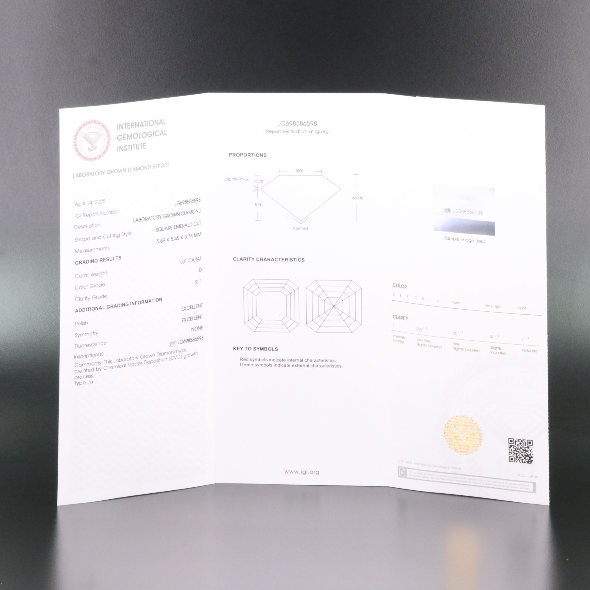 Loose 1.01 CT Lab Grown Diamond with IGI Report