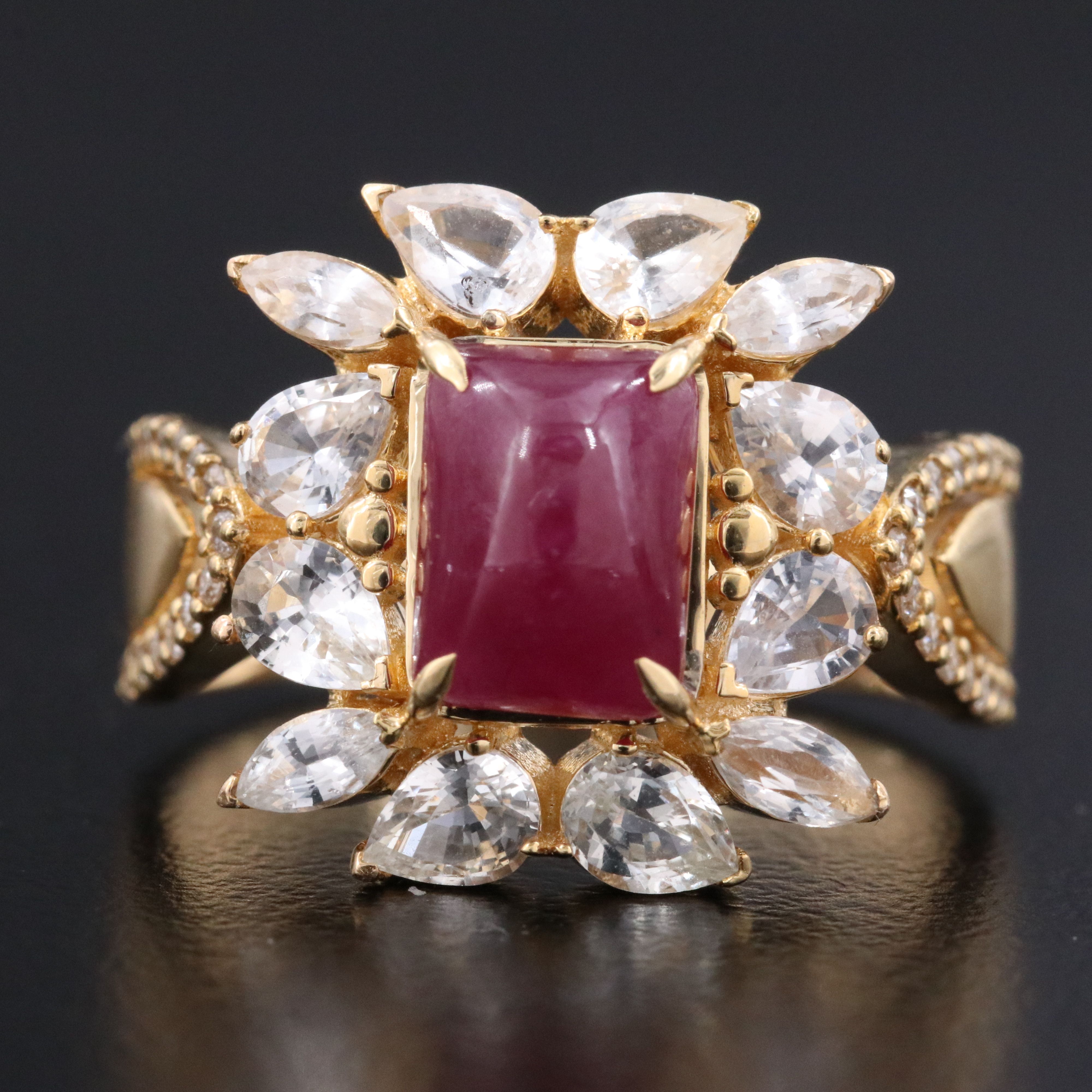 14K Ruby, Sapphire, and Diamond Ring