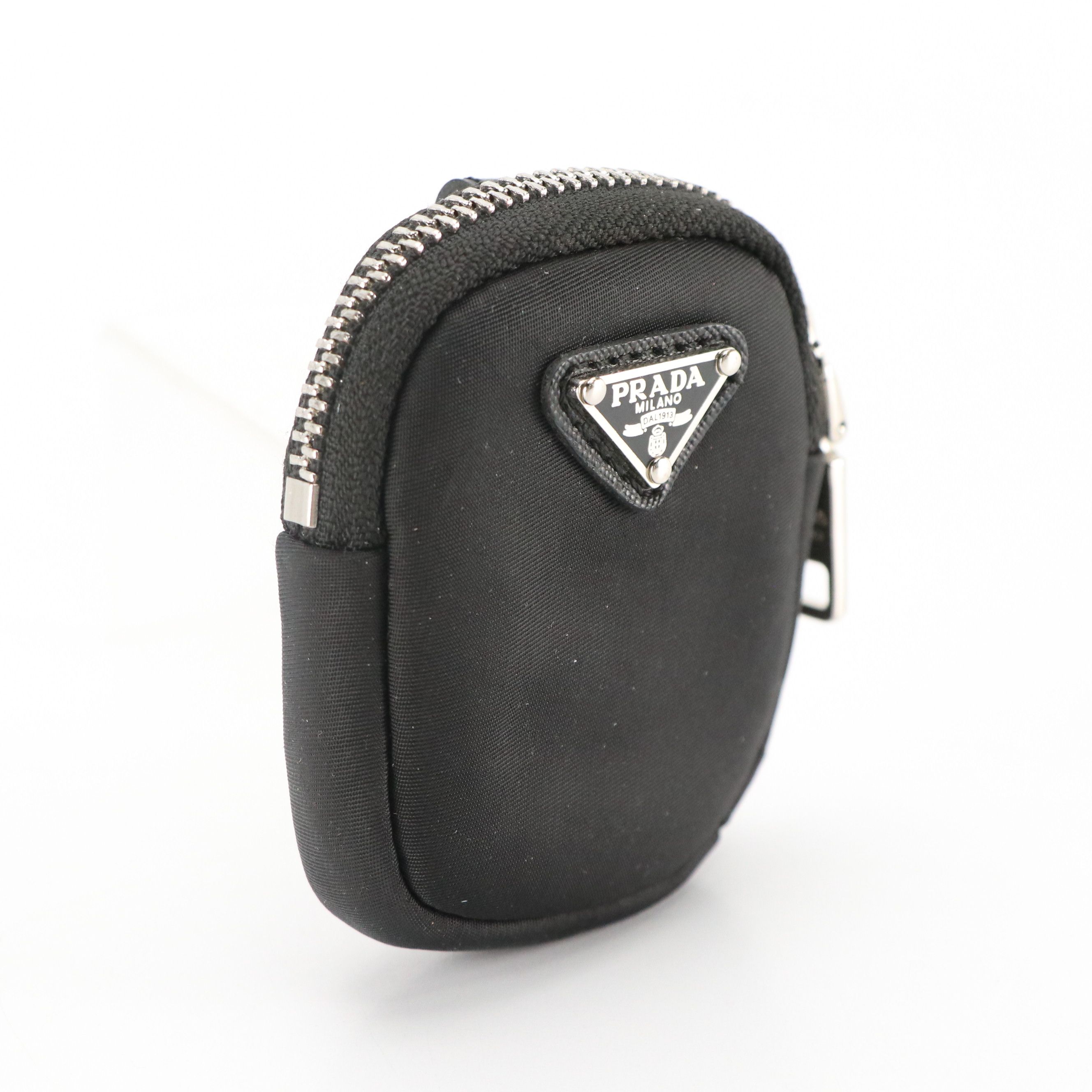 Prada Black Tessuto Nylon Coin Pouch Key Ring